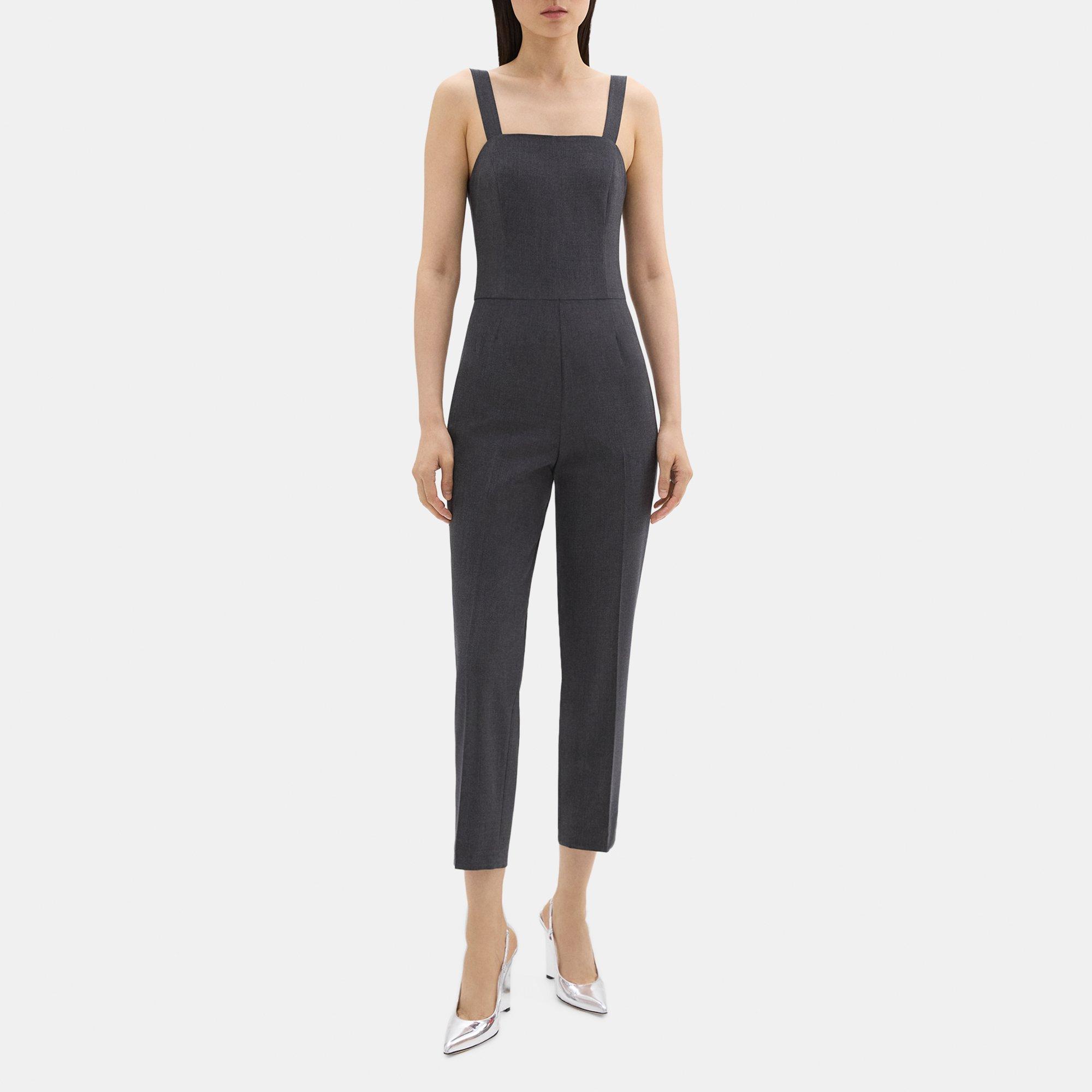 띠어리 Theory Sleeveless Jumpsuit in Good Wool,CHARCOAL MELANGE