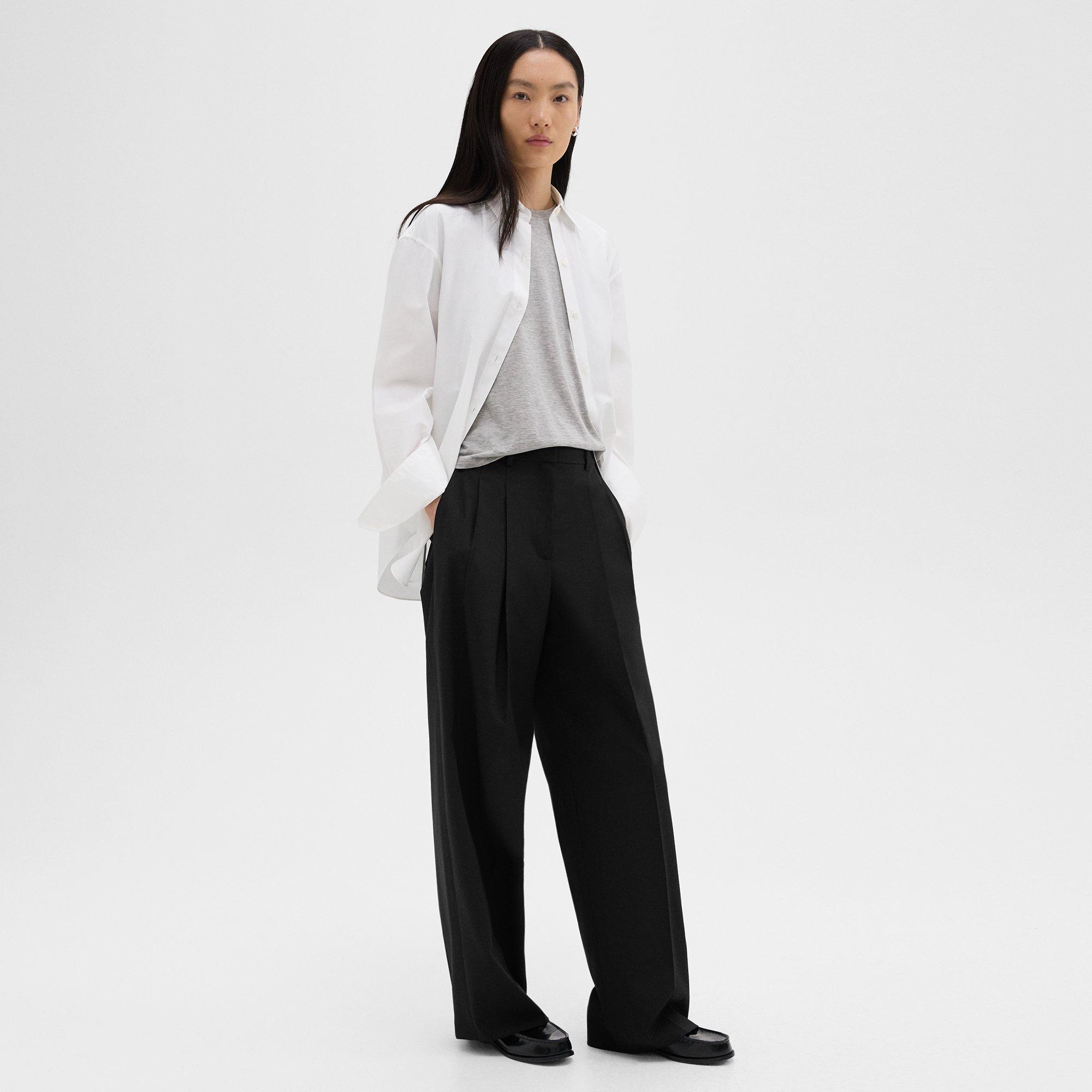 Double Pleat Pant in Stretch Wool