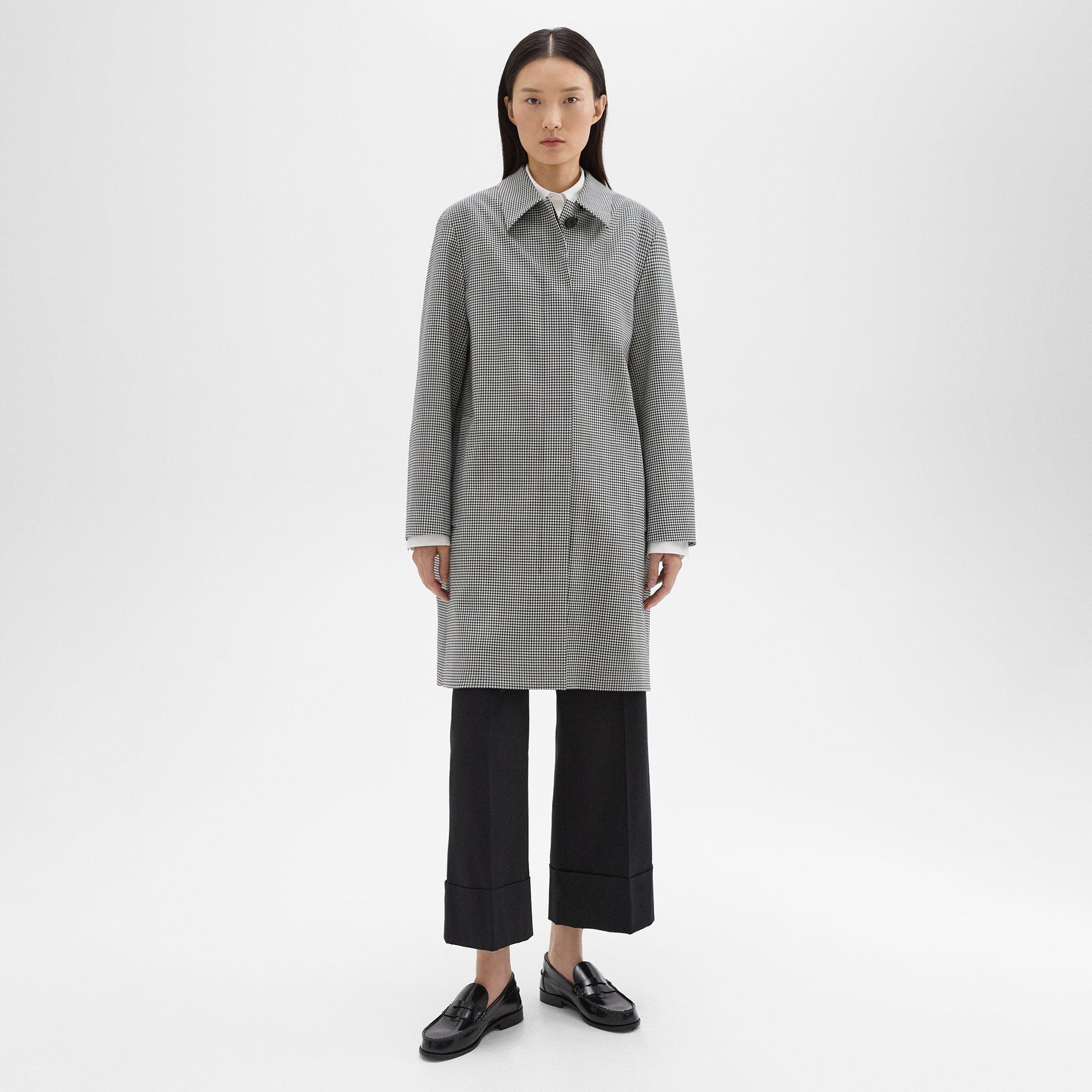 띠어리 Theory Car Coat in Checked Stretch Wool,BLACK MULTI