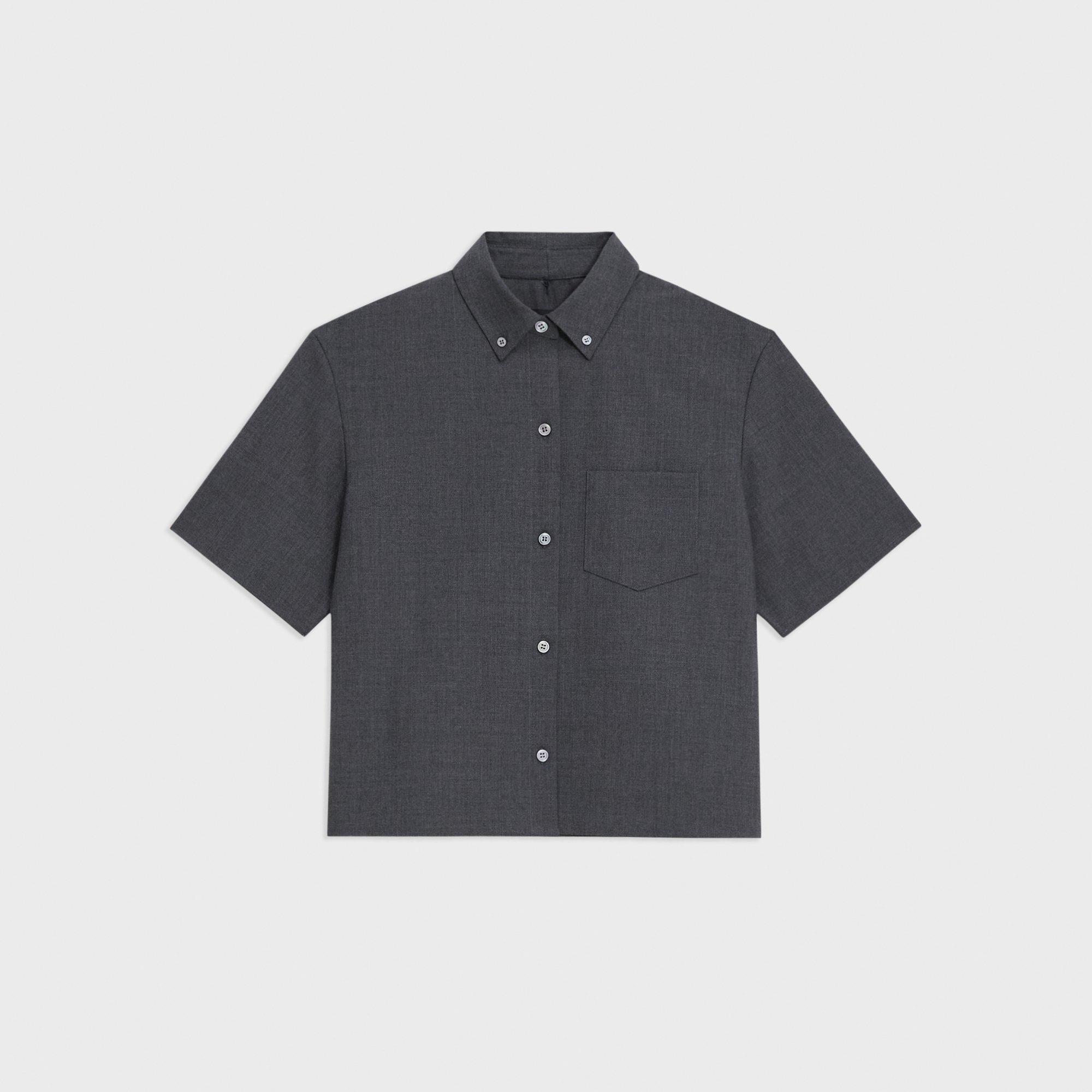 Cropped Short-Sleeve Shirt in Good Wool