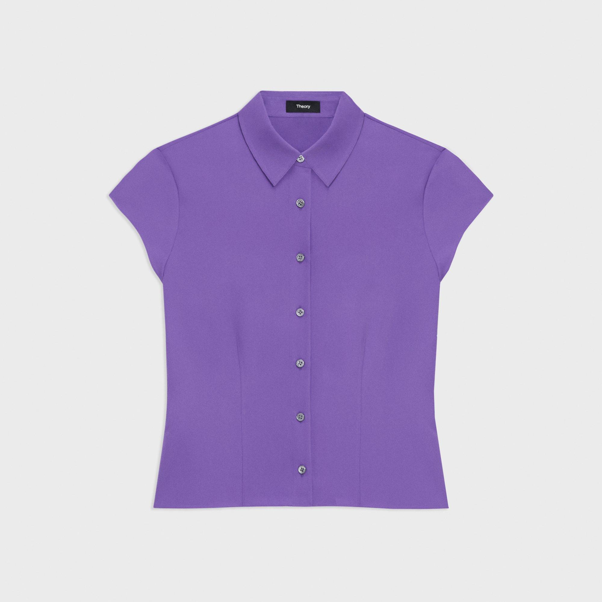 Cap Sleeve Shirt in Silk Georgette