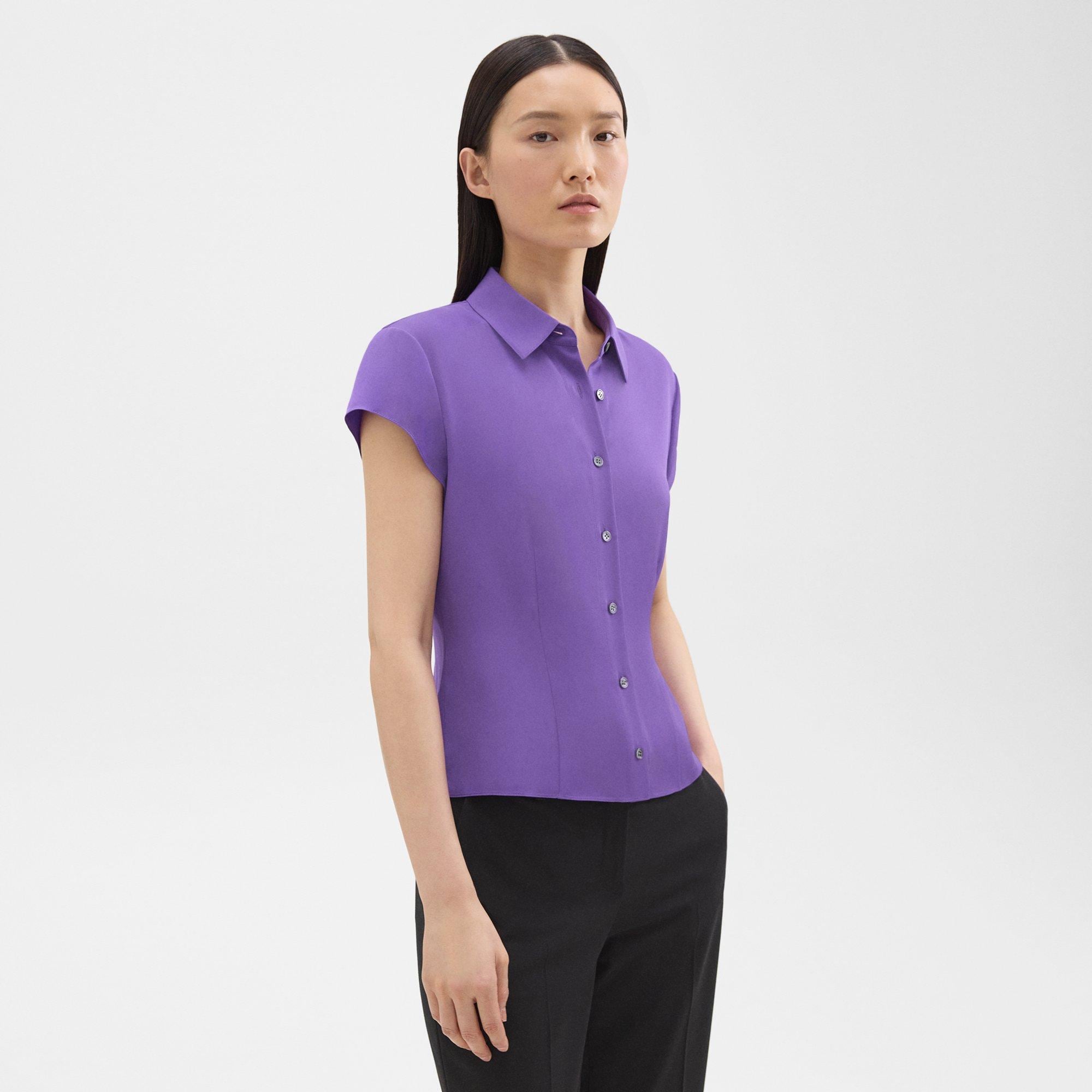 Cap Sleeve Shirt in Silk Georgette