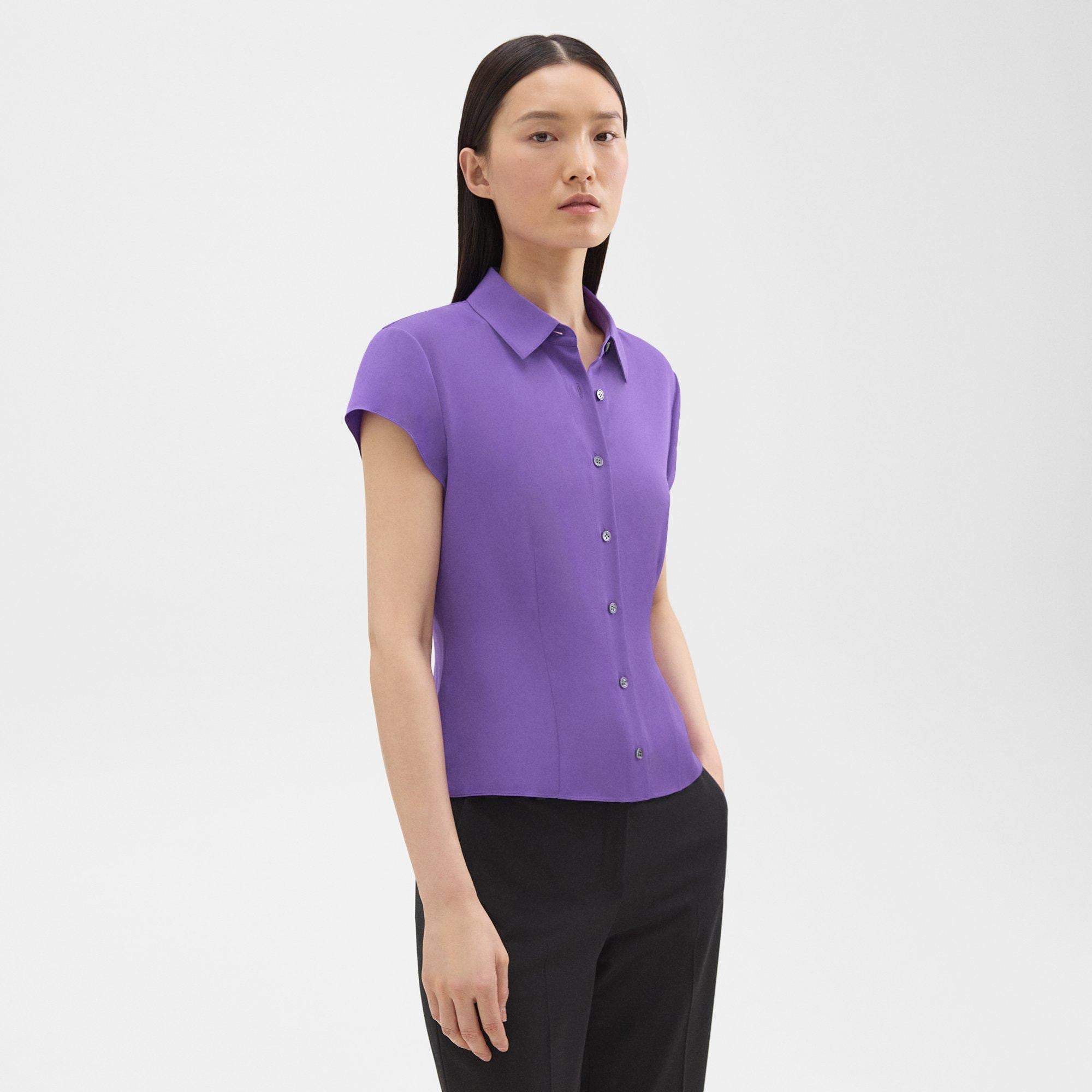 Basic Cap Sleeves Silk T Shirt For Women