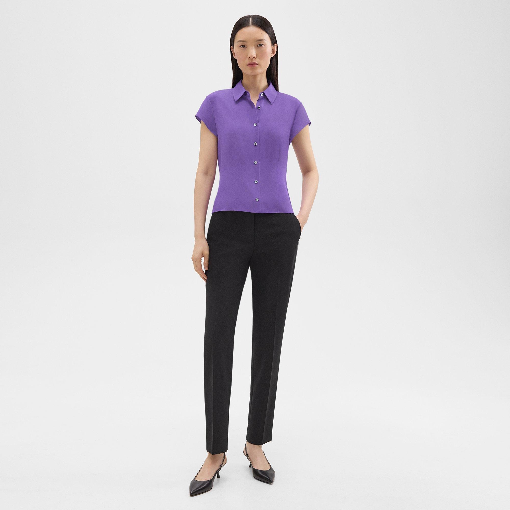 Cap Sleeve Shirt in Silk Georgette