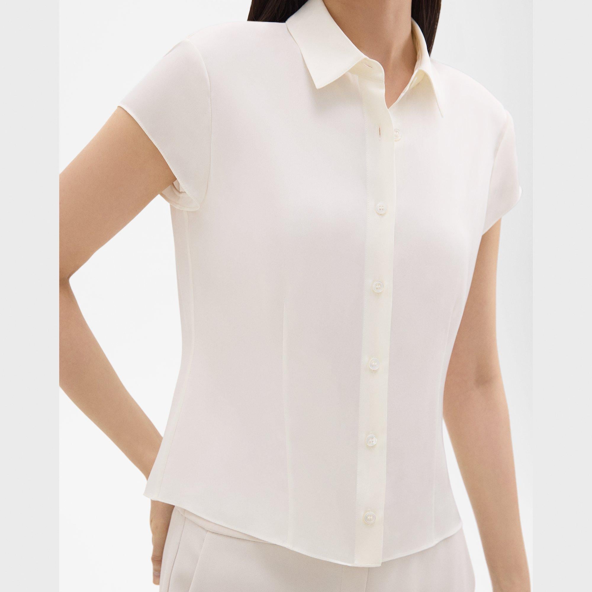 Cap Sleeve Shirt in Silk Georgette