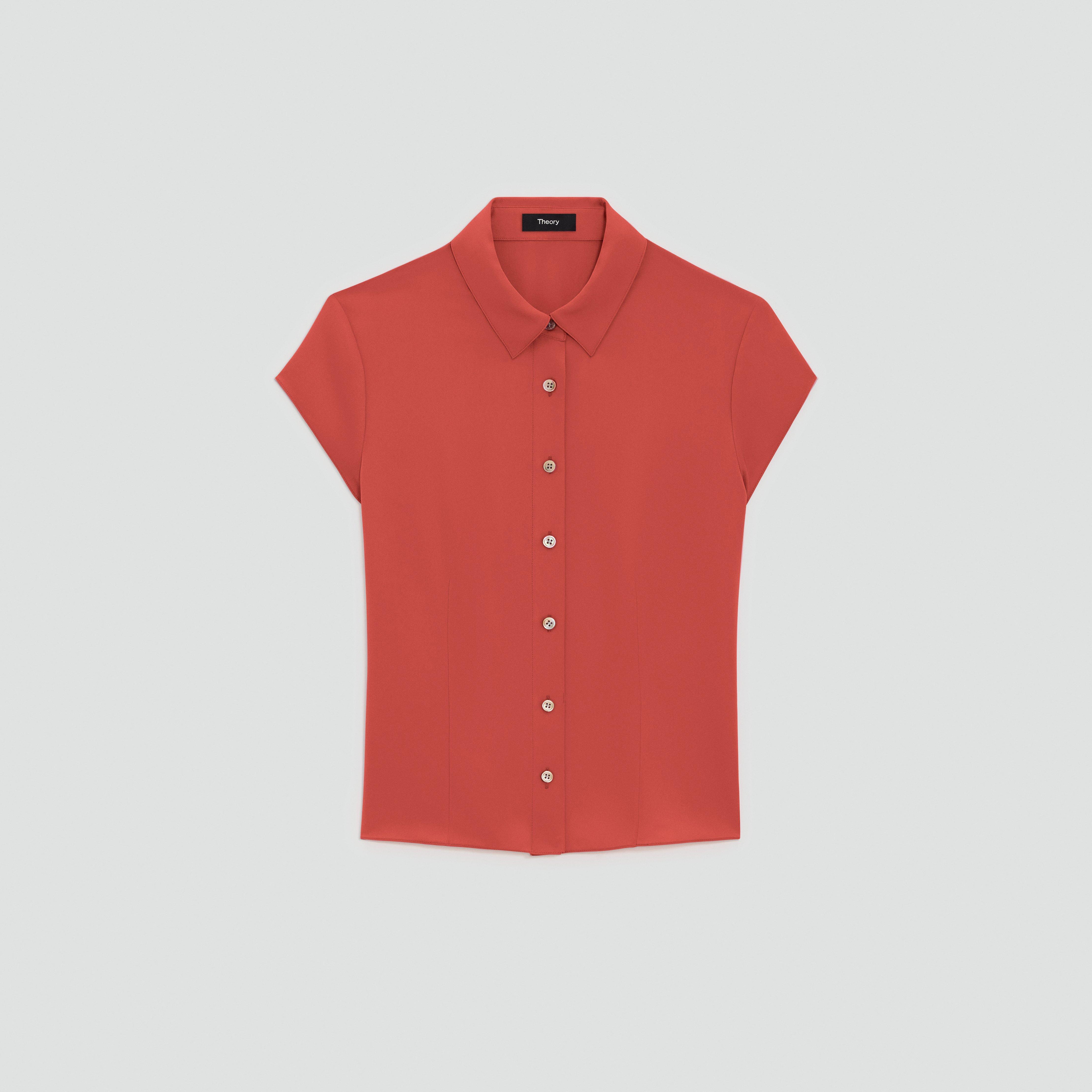 Cap Sleeve Shirt in Silk Georgette from Theory - $221.25