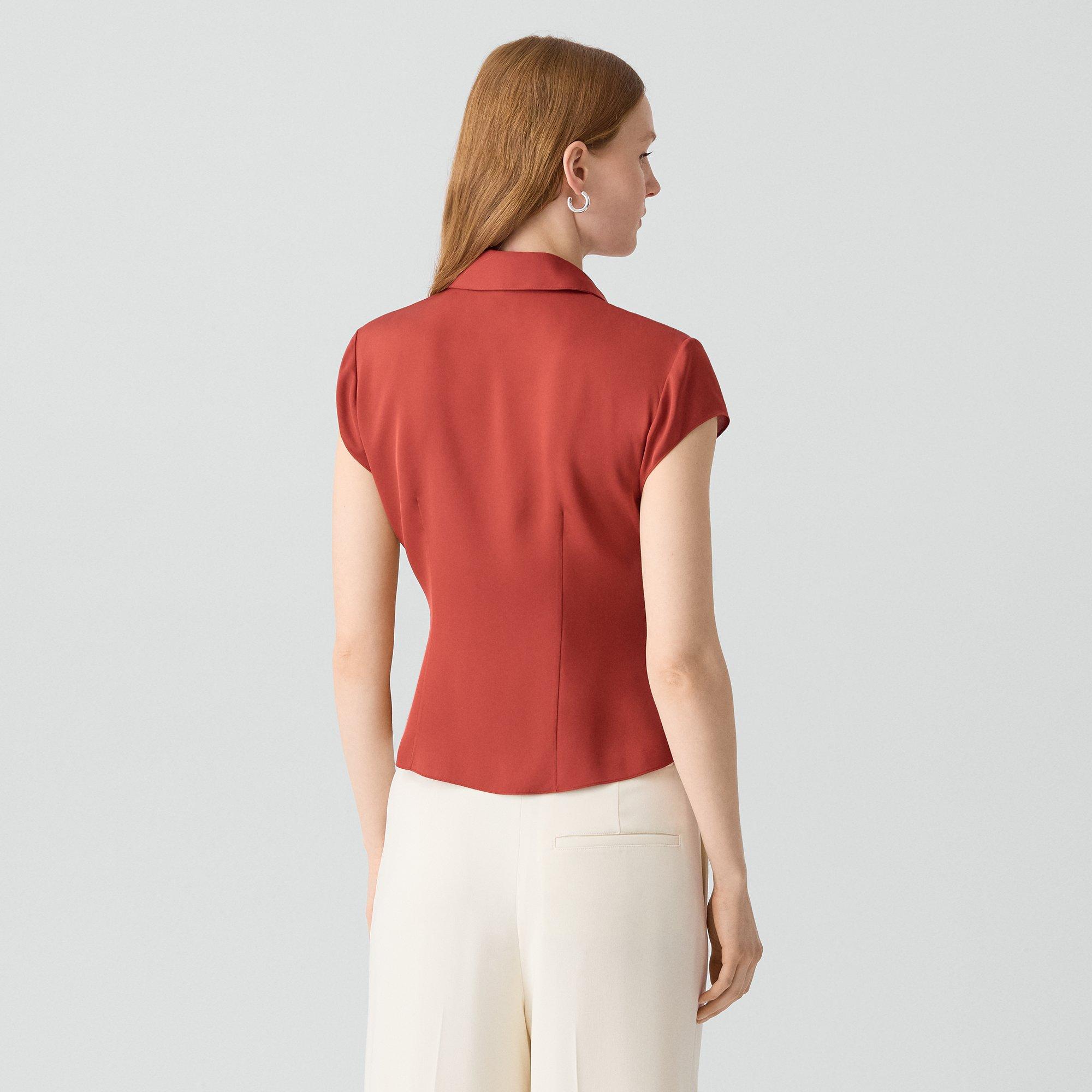 Cap Sleeve Shirt in Silk Georgette