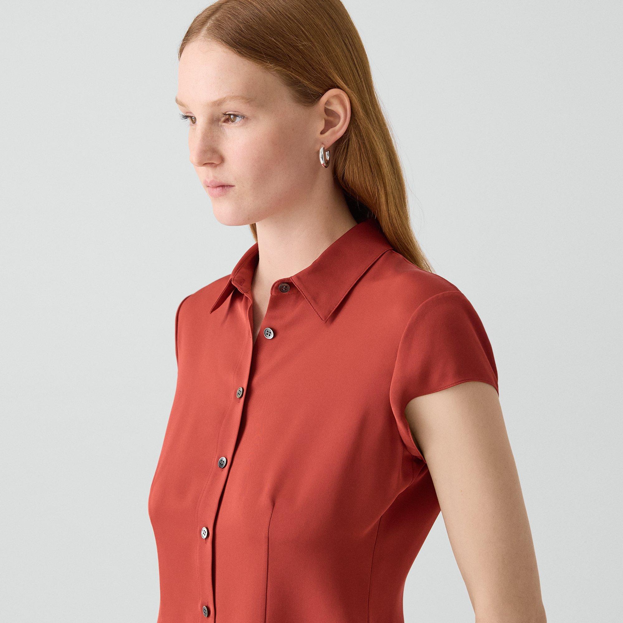 Cap Sleeve Shirt in Silk Georgette