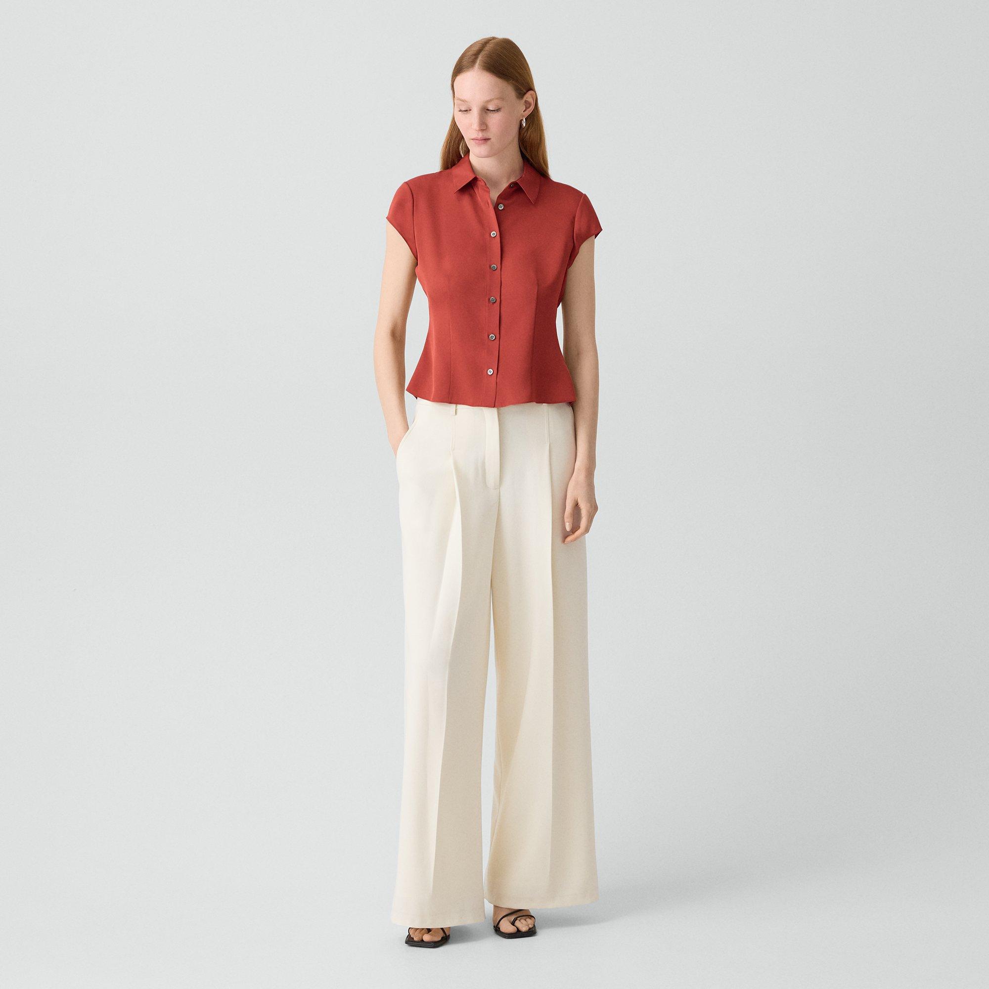 Cap Sleeve Shirt in Silk Georgette