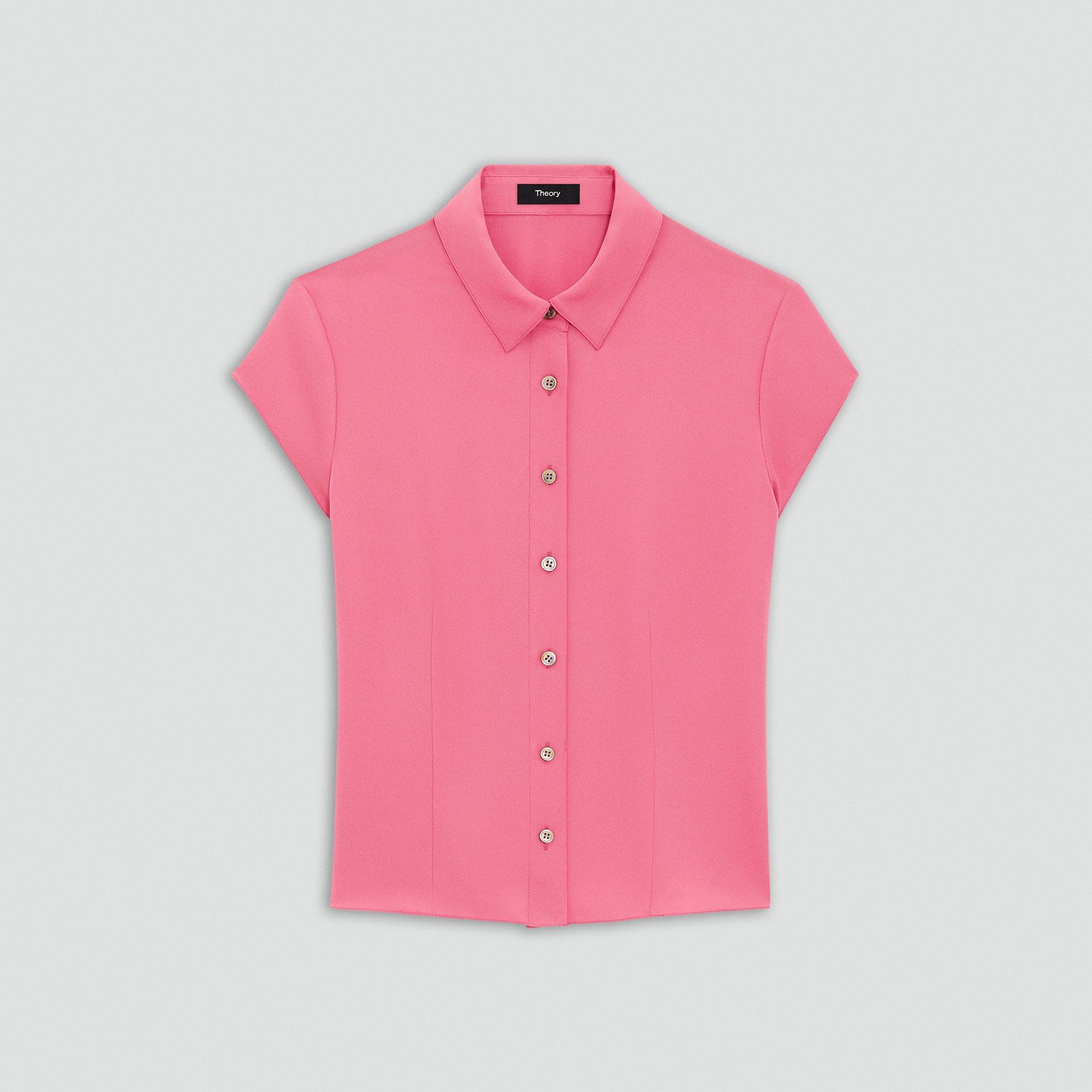 Cap Sleeve Shirt in Silk Georgette