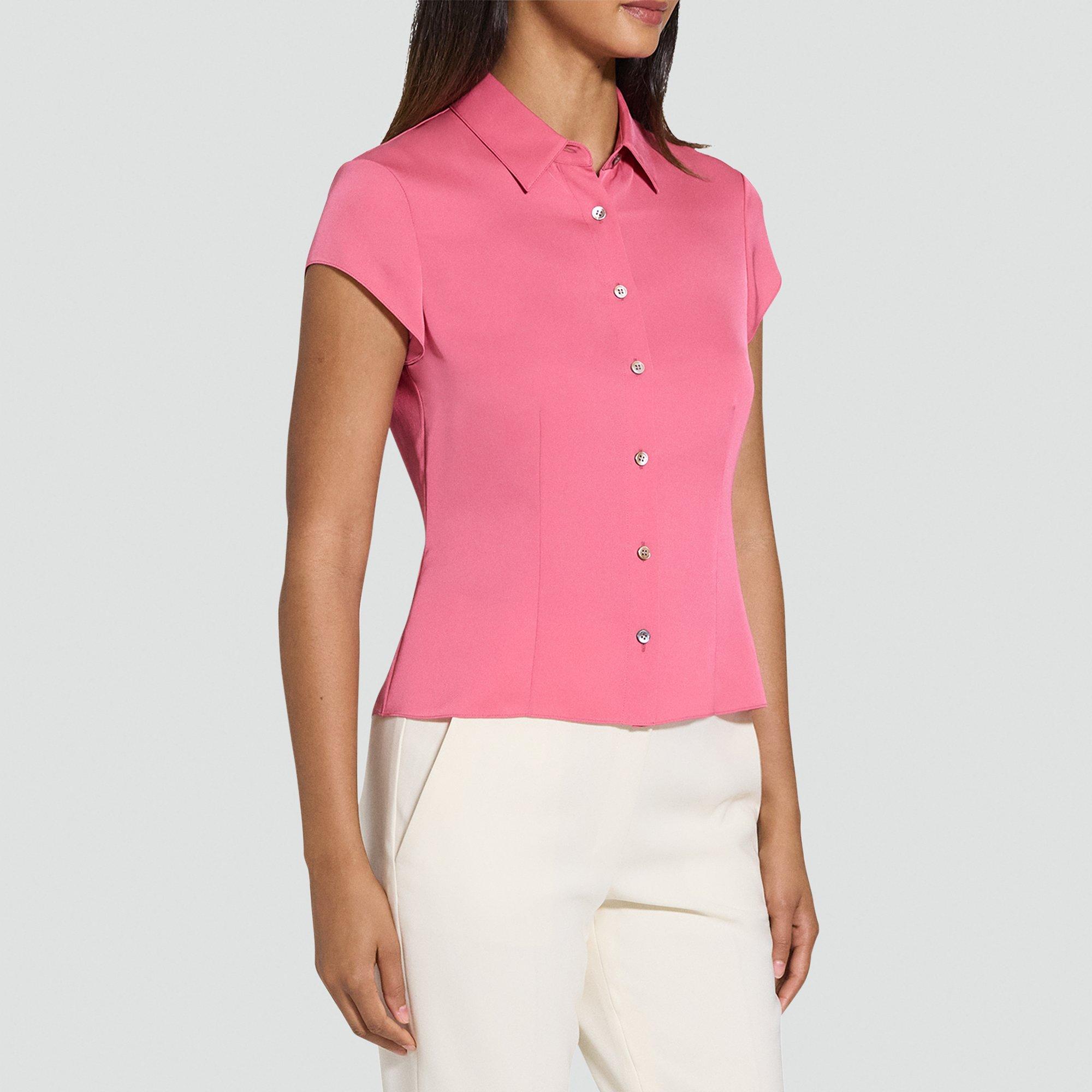 Cap Sleeve Shirt in Silk Georgette