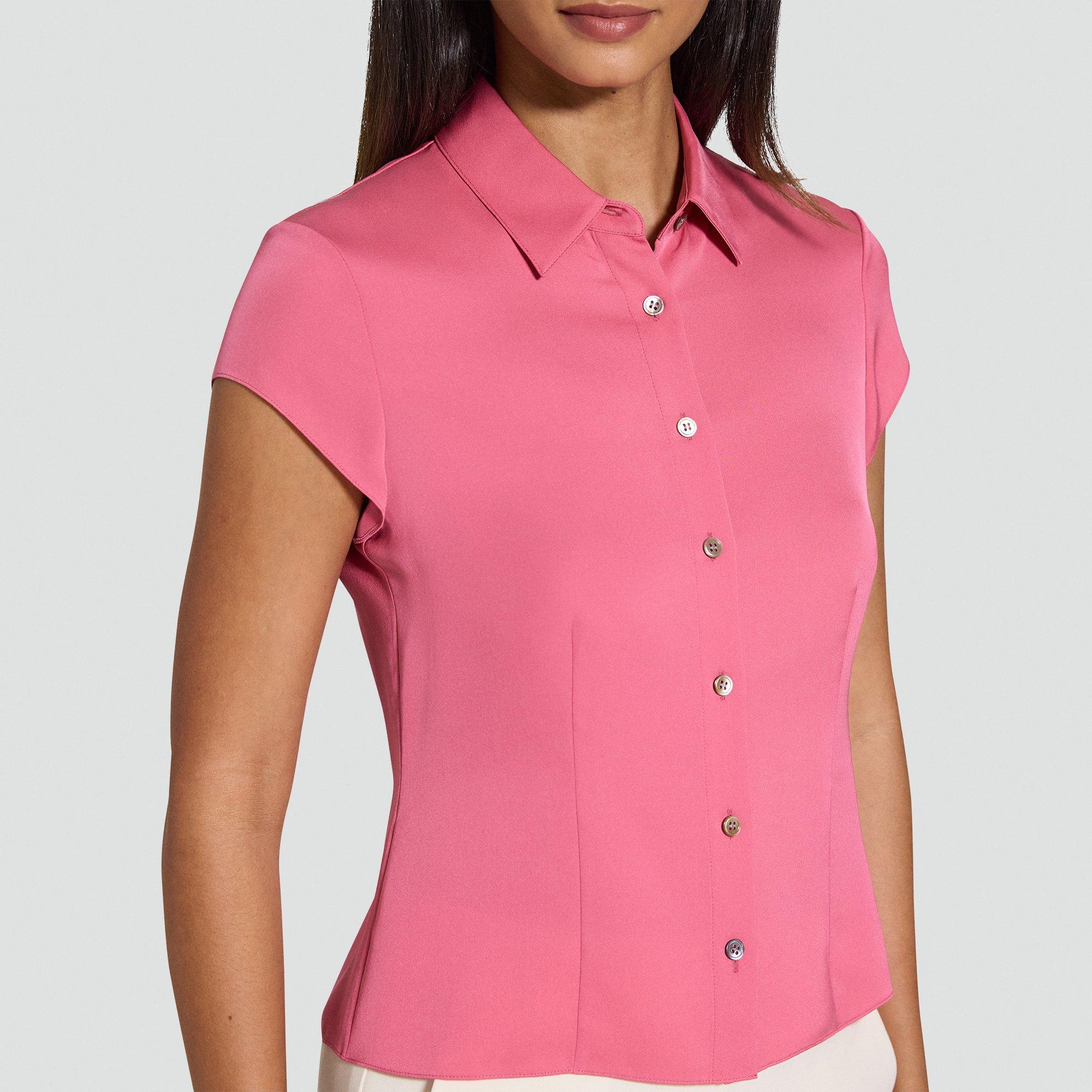 Cap Sleeve Shirt in Silk Georgette