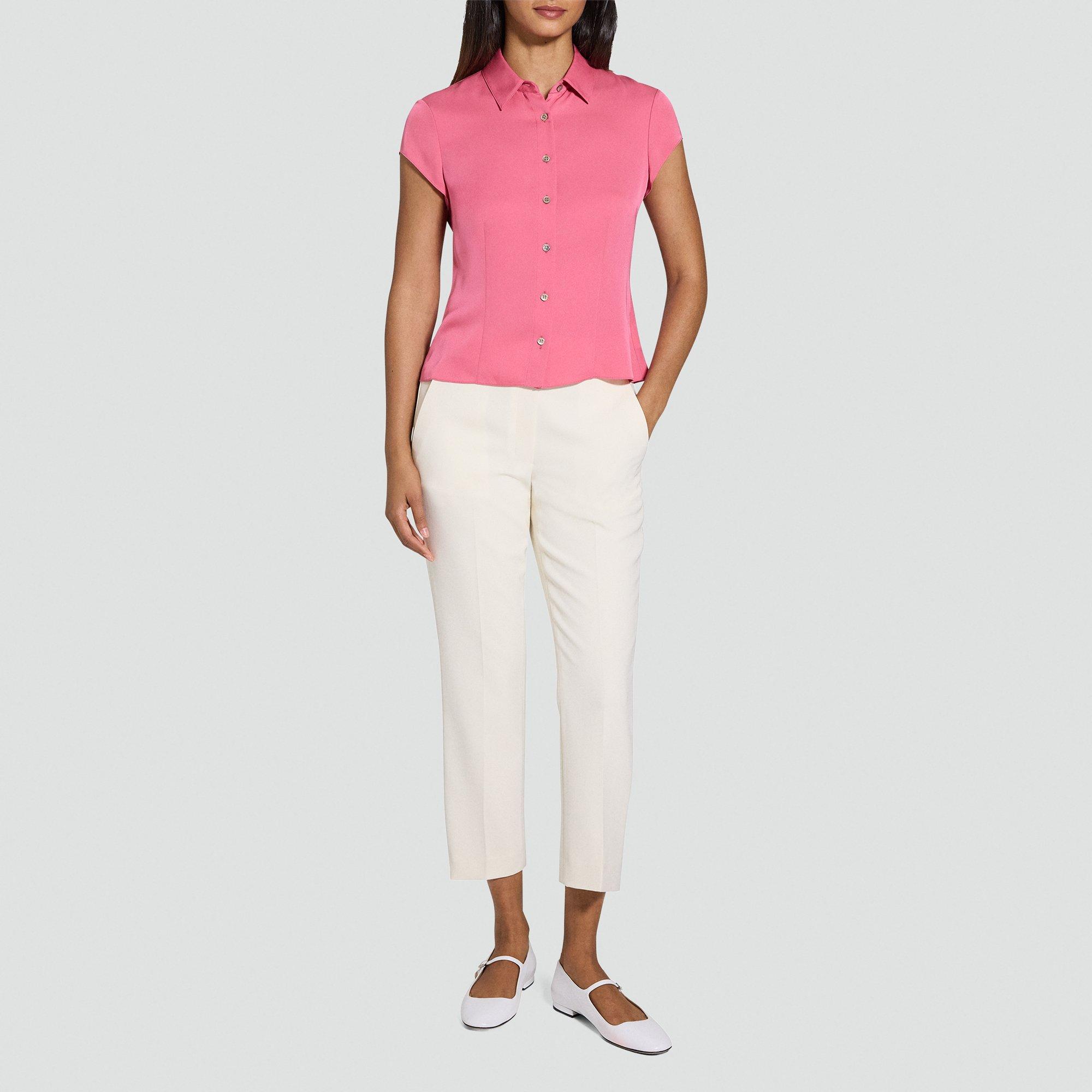 Cap Sleeve Shirt in Silk Georgette
