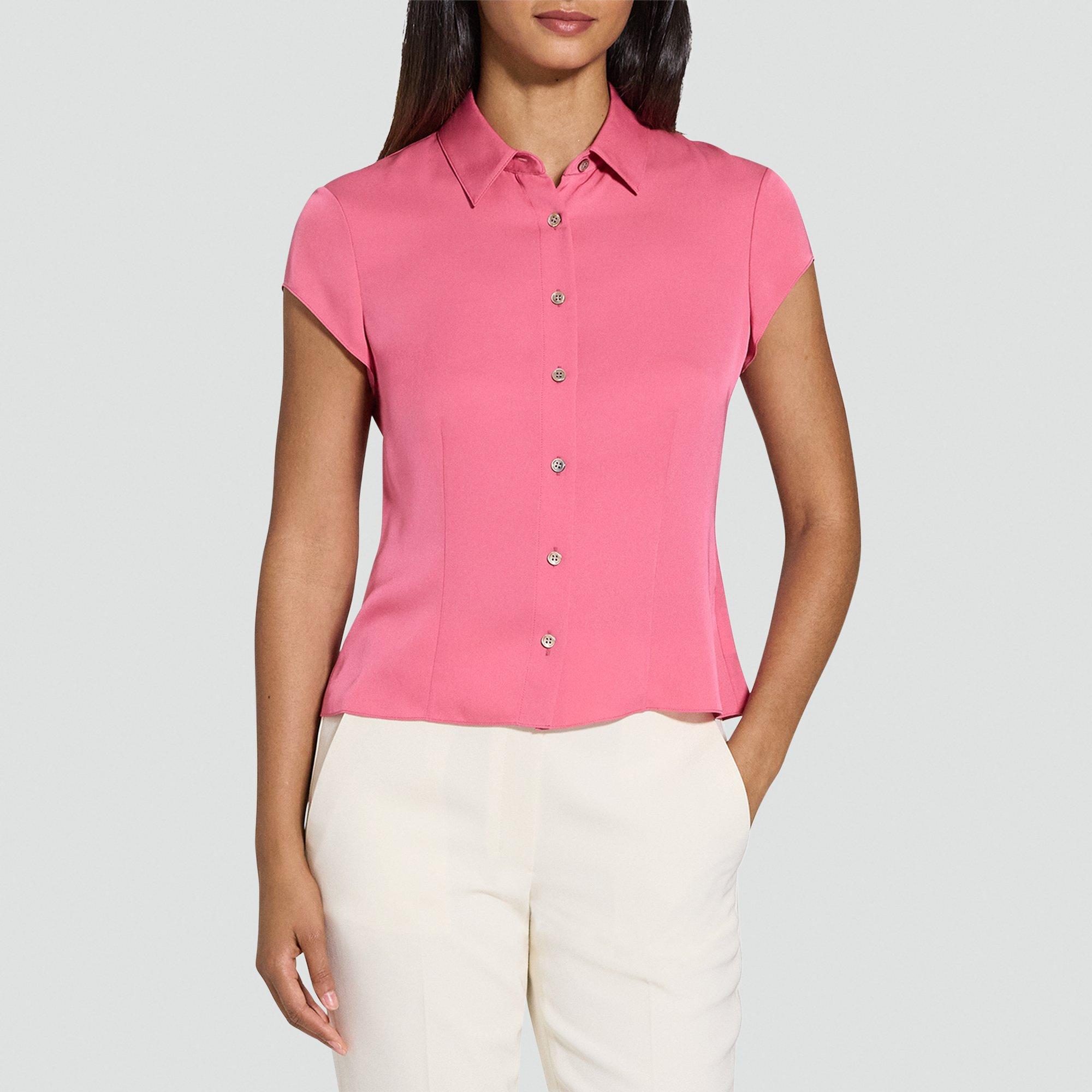 Cap Sleeve Shirt in Silk Georgette