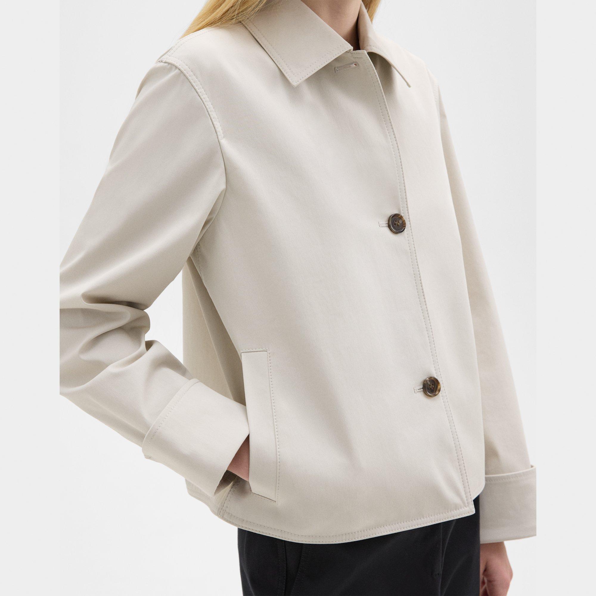 Cuffed Oversize Jacket in Cotton-Blend