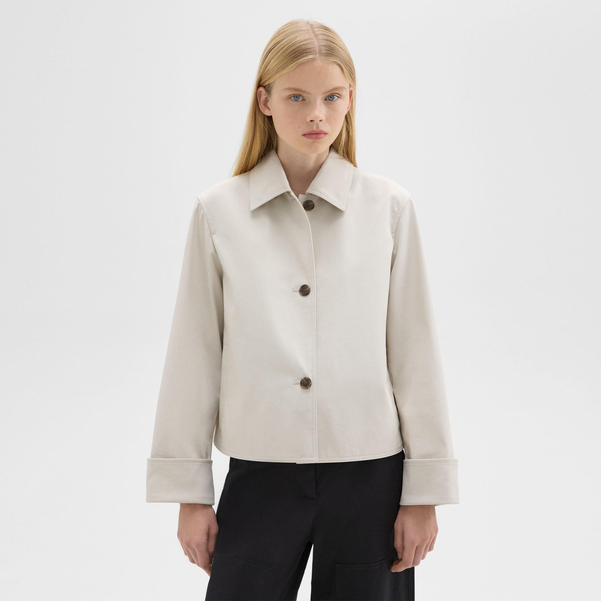 Cuffed Oversize Jacket in Cotton-Blend