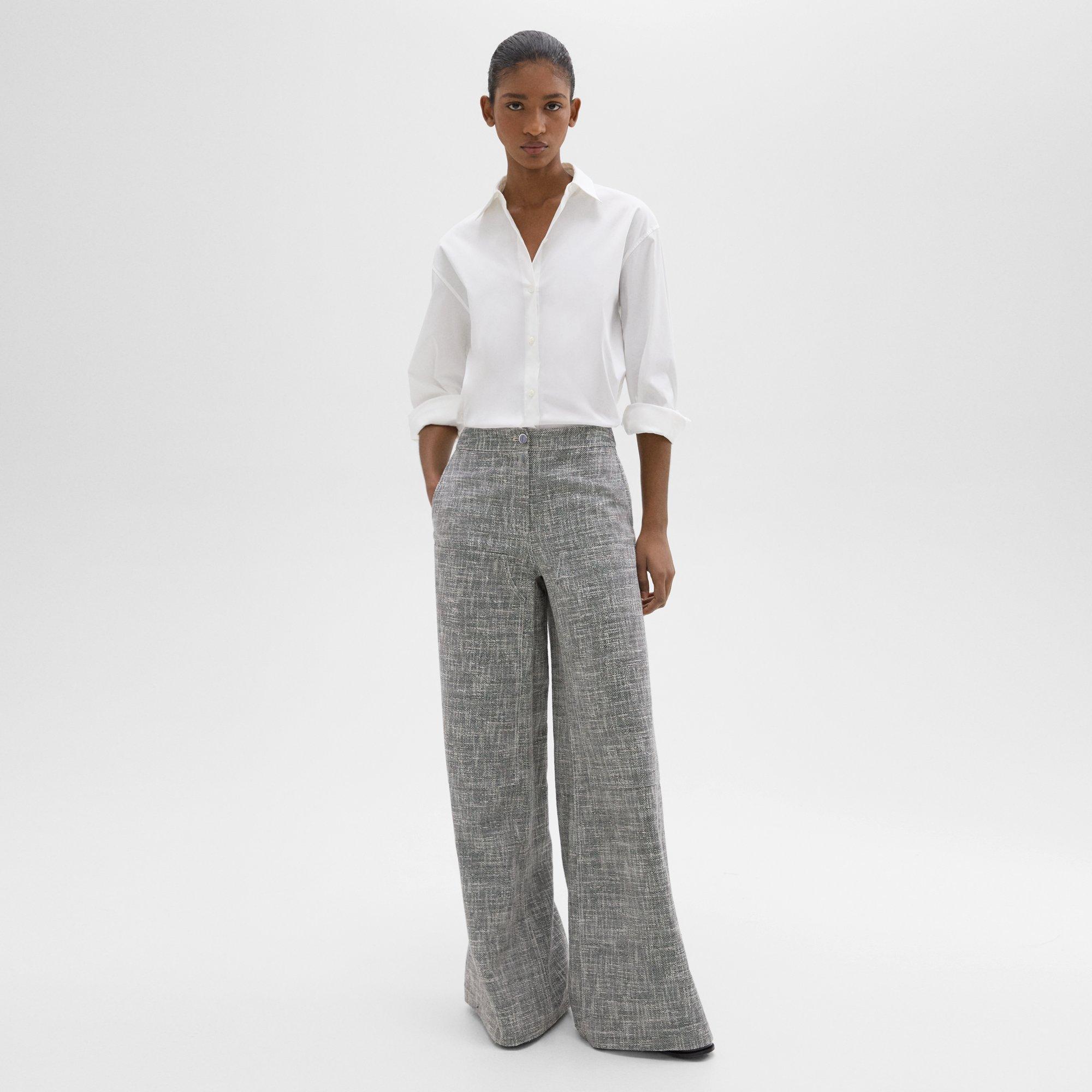 Canvas Tweed Wide-Leg Carpenter Pant