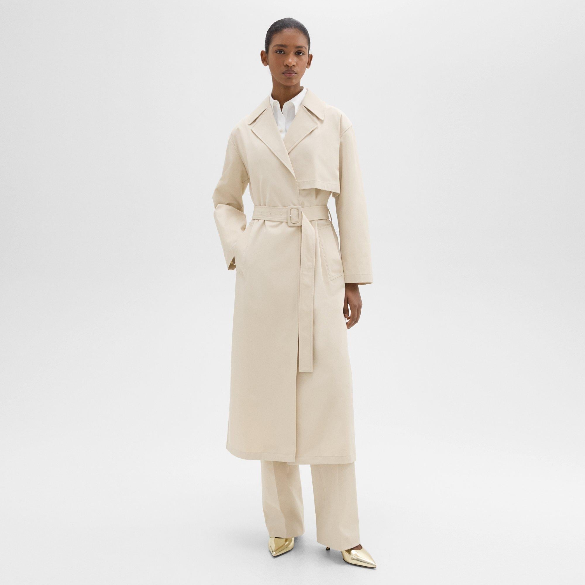 띠어리 Theory Wrap Trench Coat in Organic Cotton,SAND