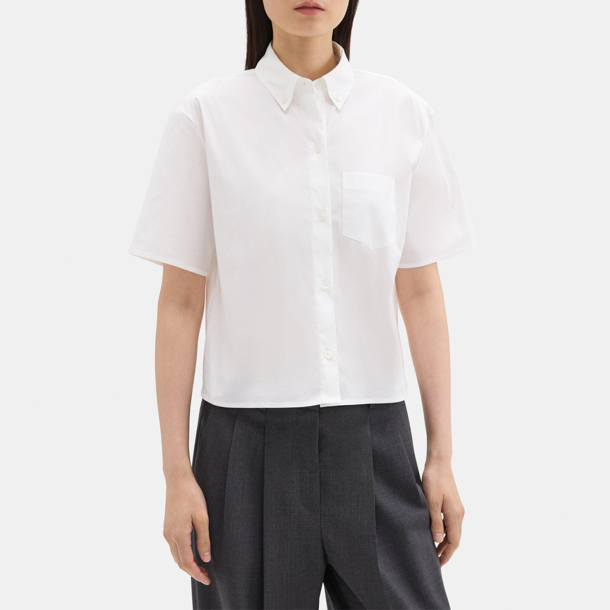 Cropped Short-Sleeve Shirt in Good Cotton