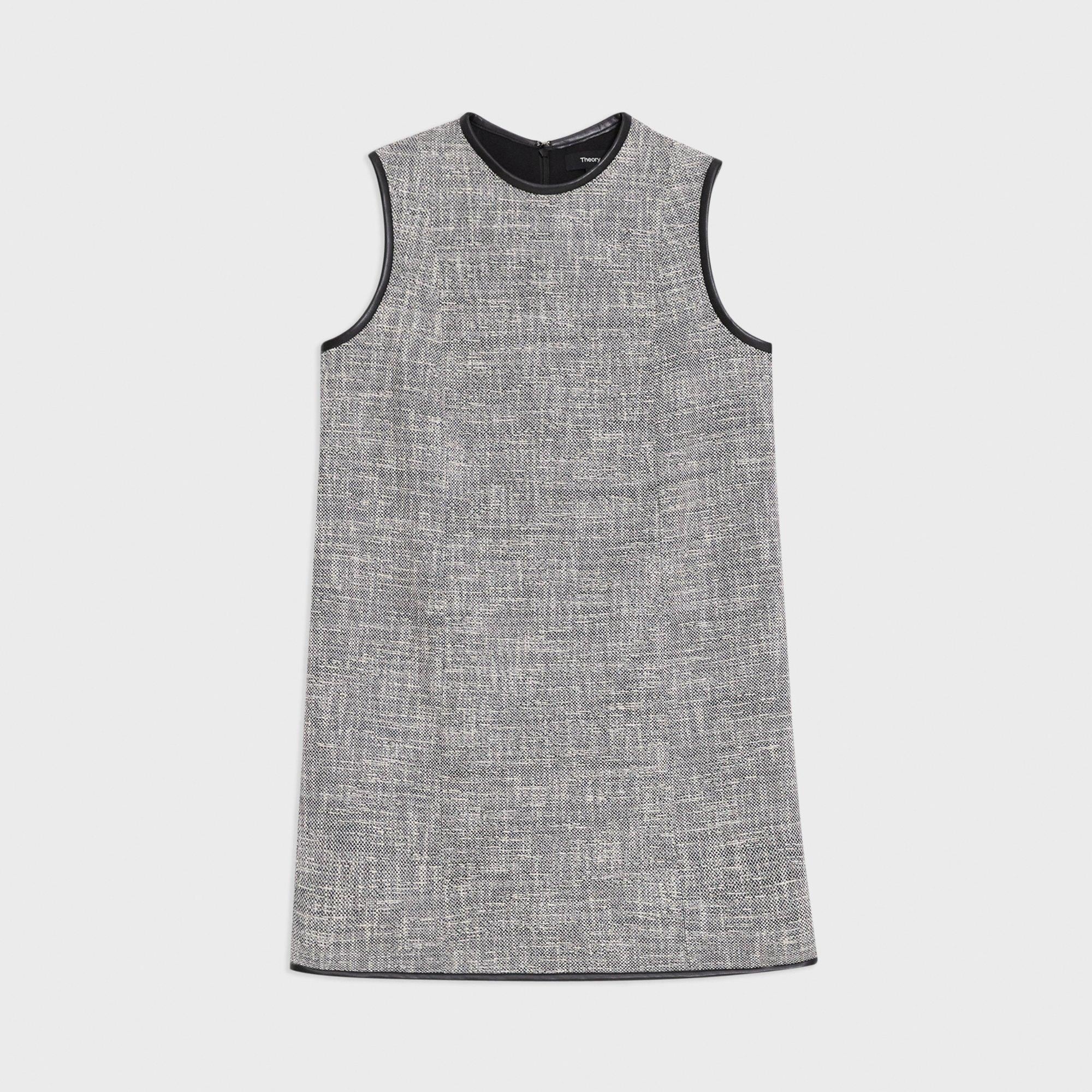 Relaxed Sleeveless Dress in Canvas Tweed