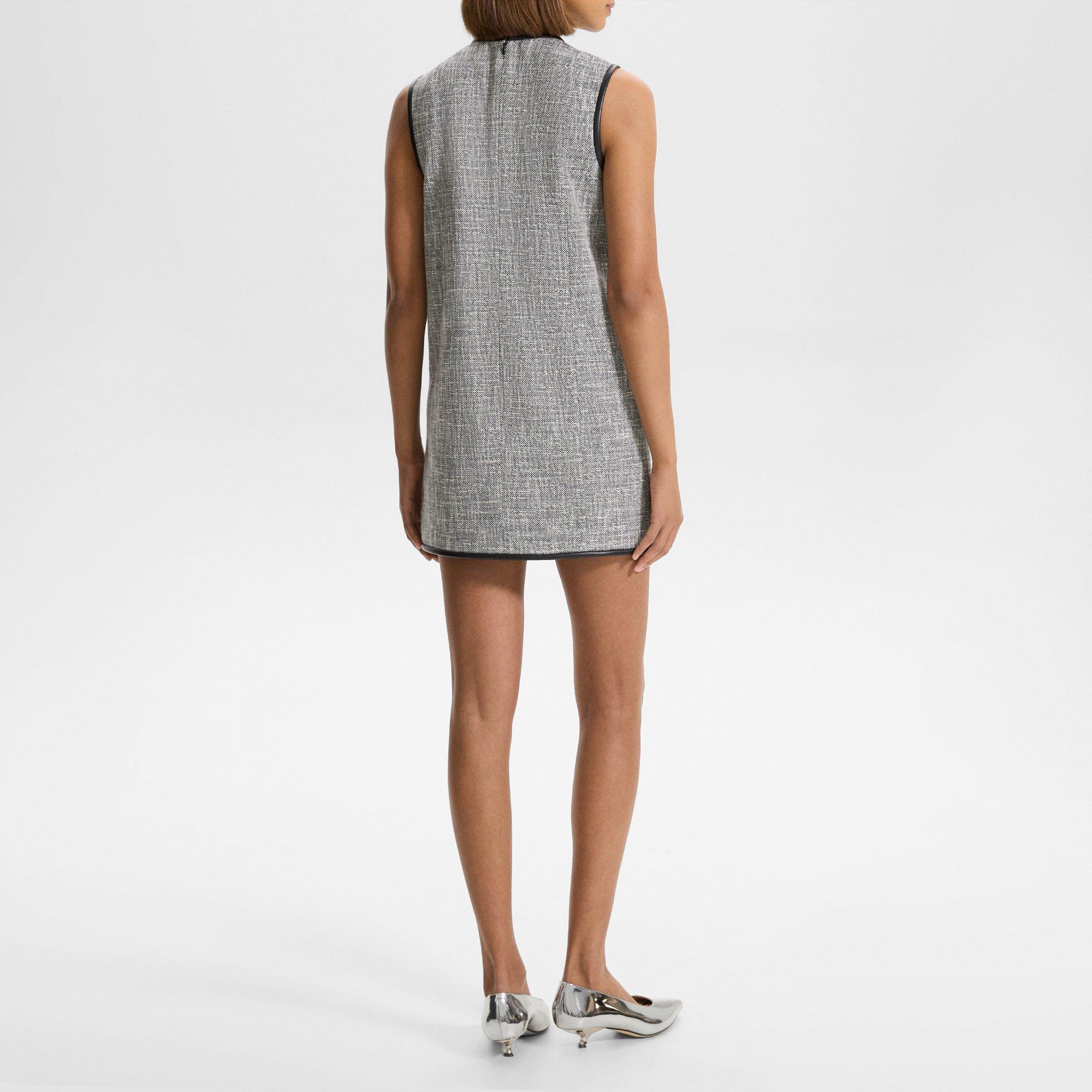 Relaxed Sleeveless Dress in Canvas Tweed