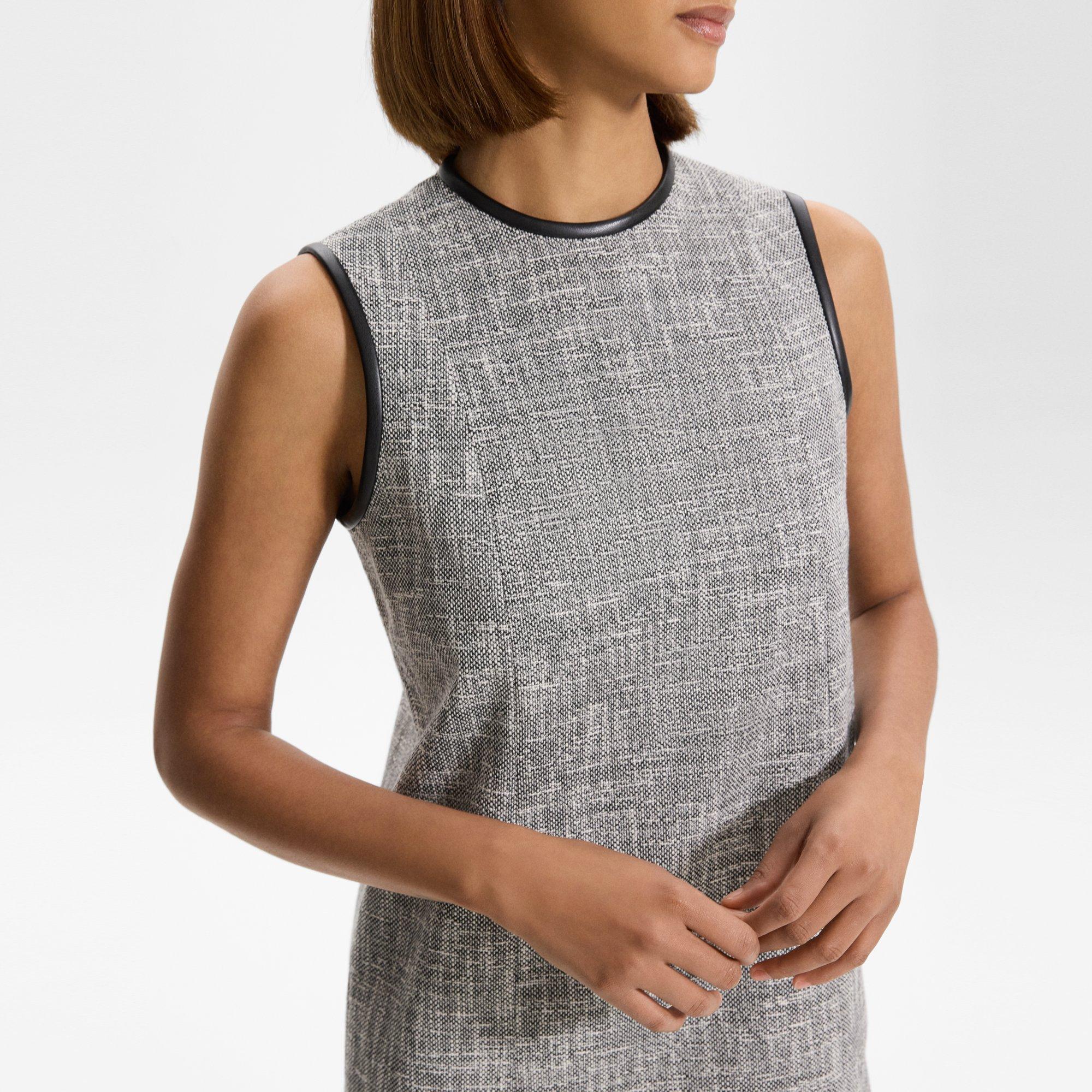 Relaxed Sleeveless Dress in Canvas Tweed