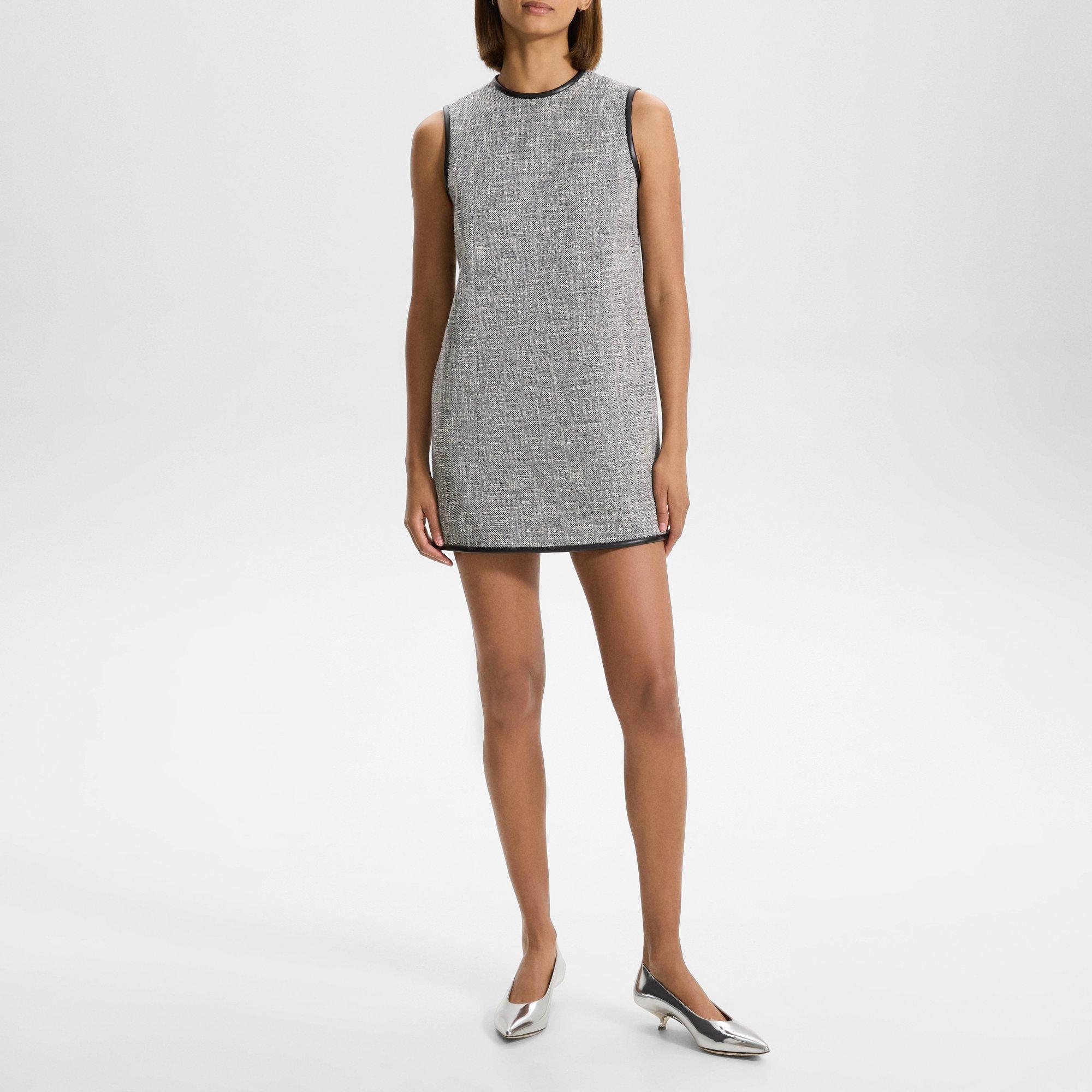 Relaxed Sleeveless Dress in Canvas Tweed