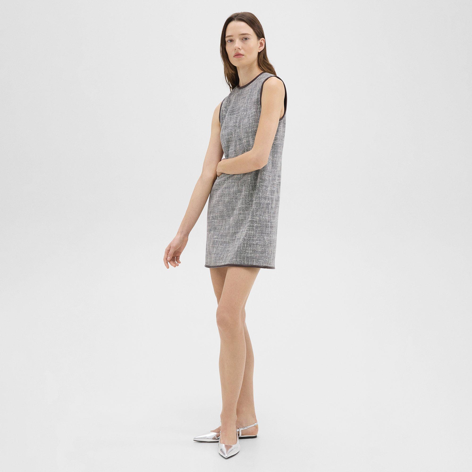 Relaxed Sleeveless Dress in Canvas Tweed