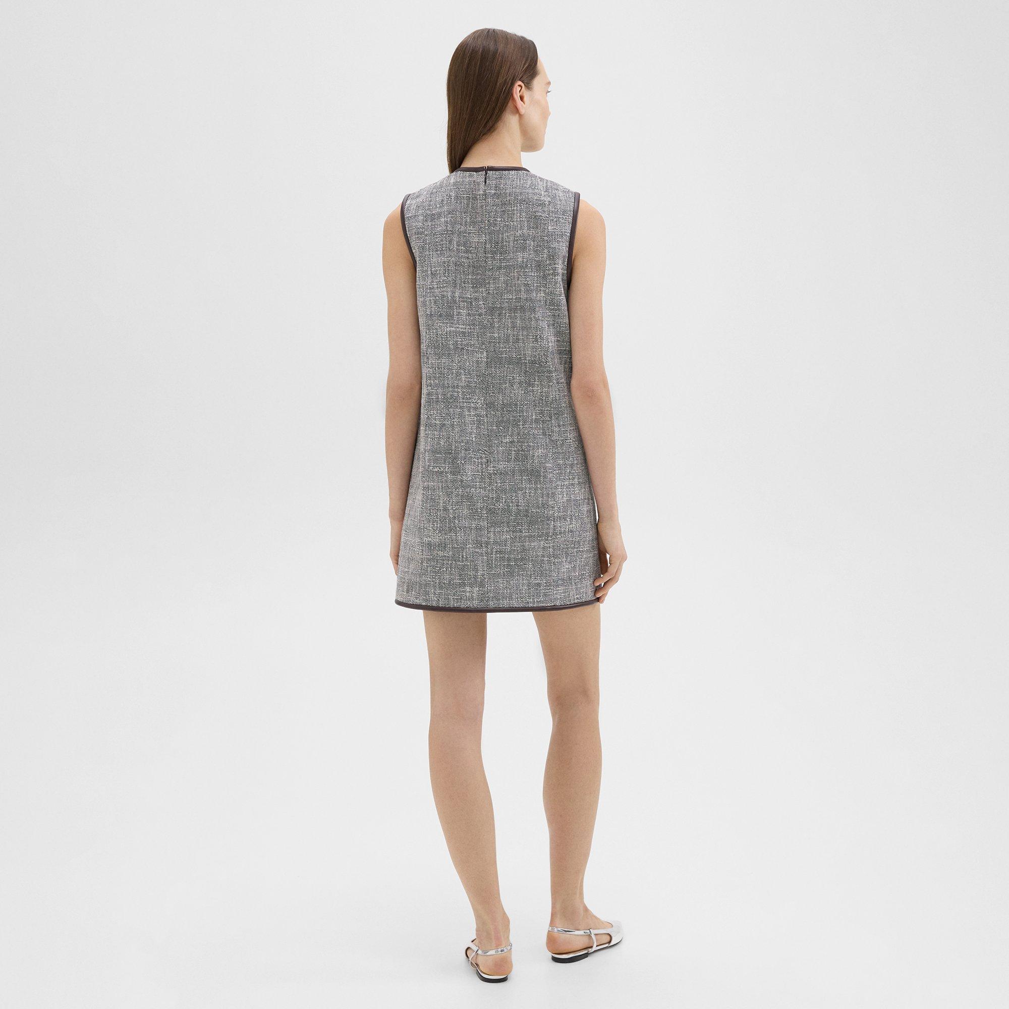 Relaxed Sleeveless Dress in Canvas Tweed