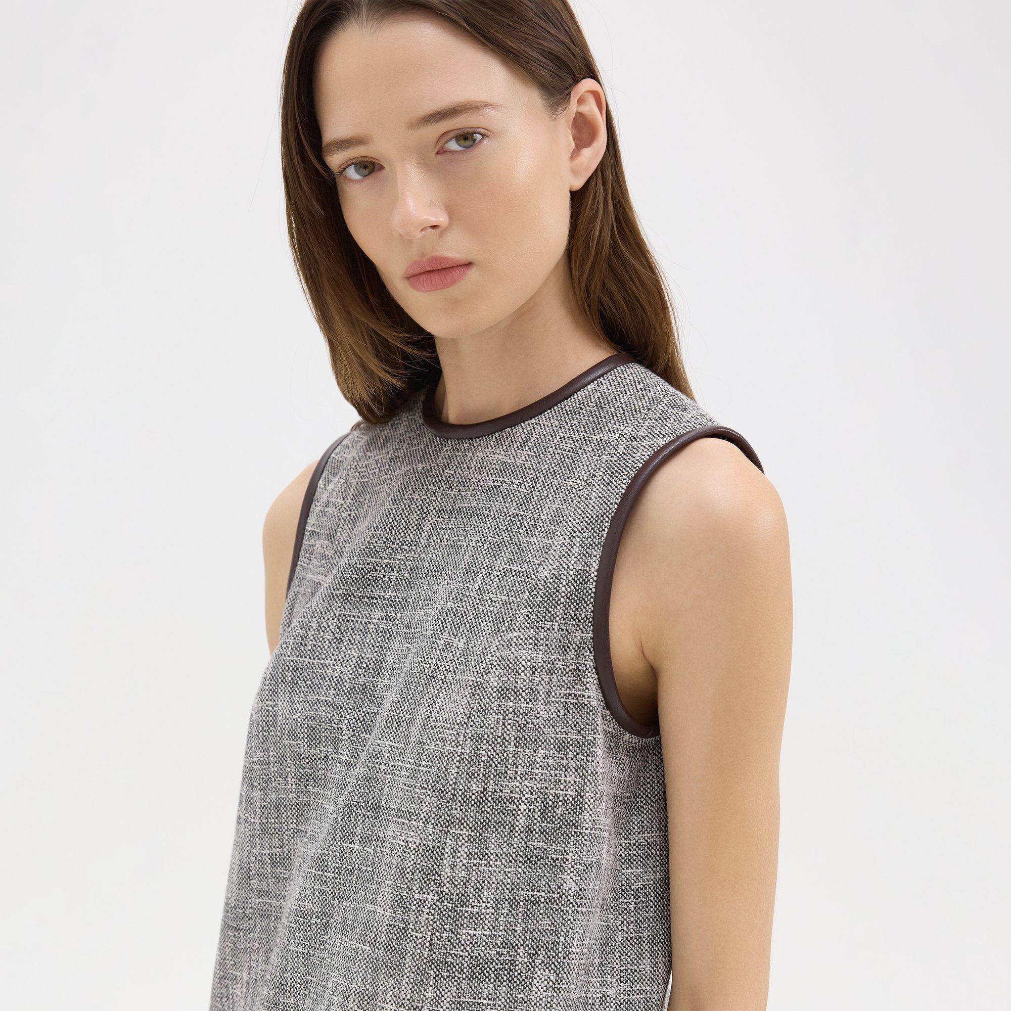 Relaxed Sleeveless Dress in Canvas Tweed