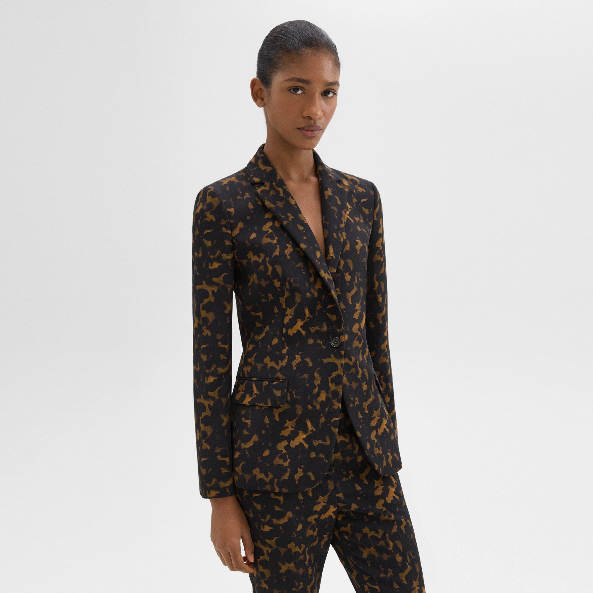 Staple Blazer in Tortoiseshell Printed Crepe