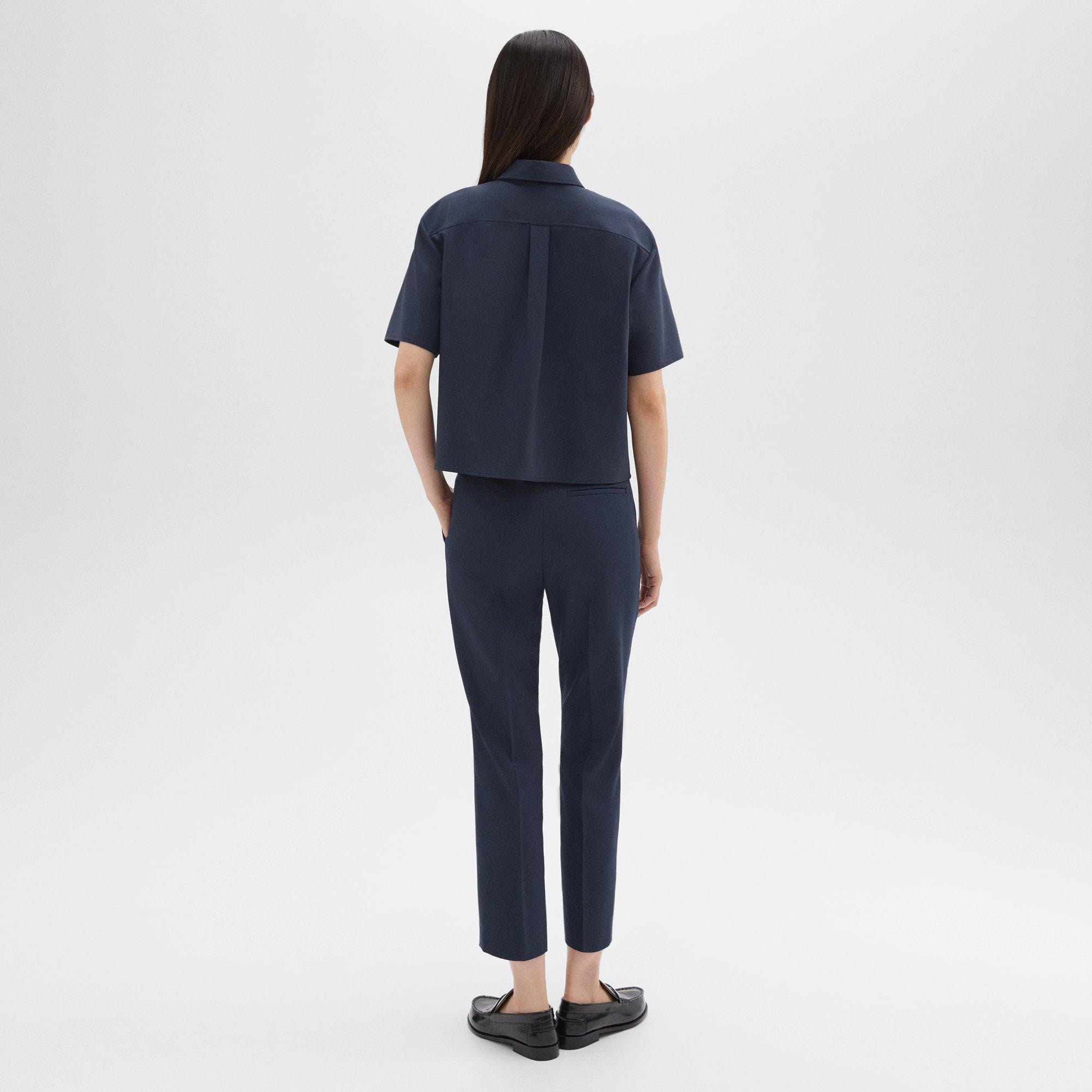 Pull-On Straight Crop Pants Sculpt-Her™ Collection - Oxford Navy Blue