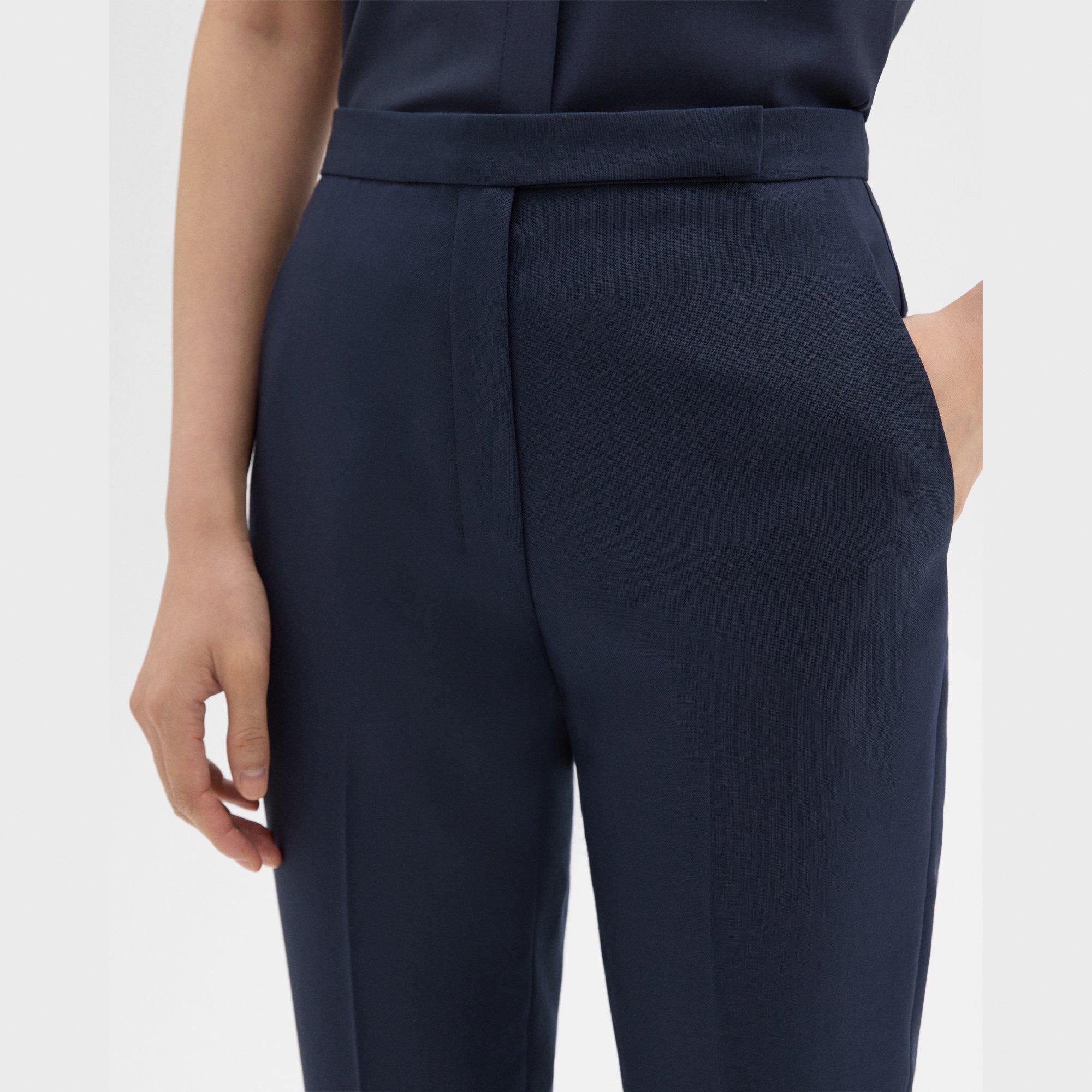 High-Waist Slim Crop Pant in Oxford Wool