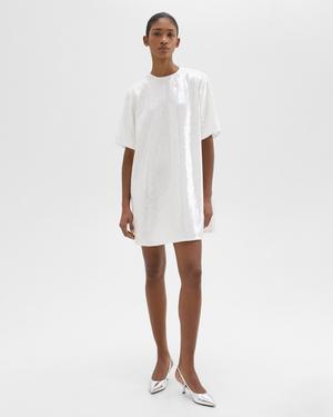 띠어리 Theory T-Shirt Dress in Recycled Sequins,WHITE