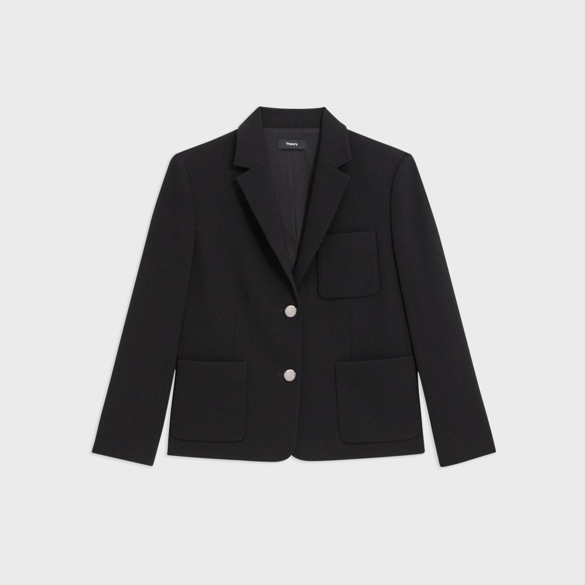 Boxy Patch Pocket Blazer in Admiral Crepe