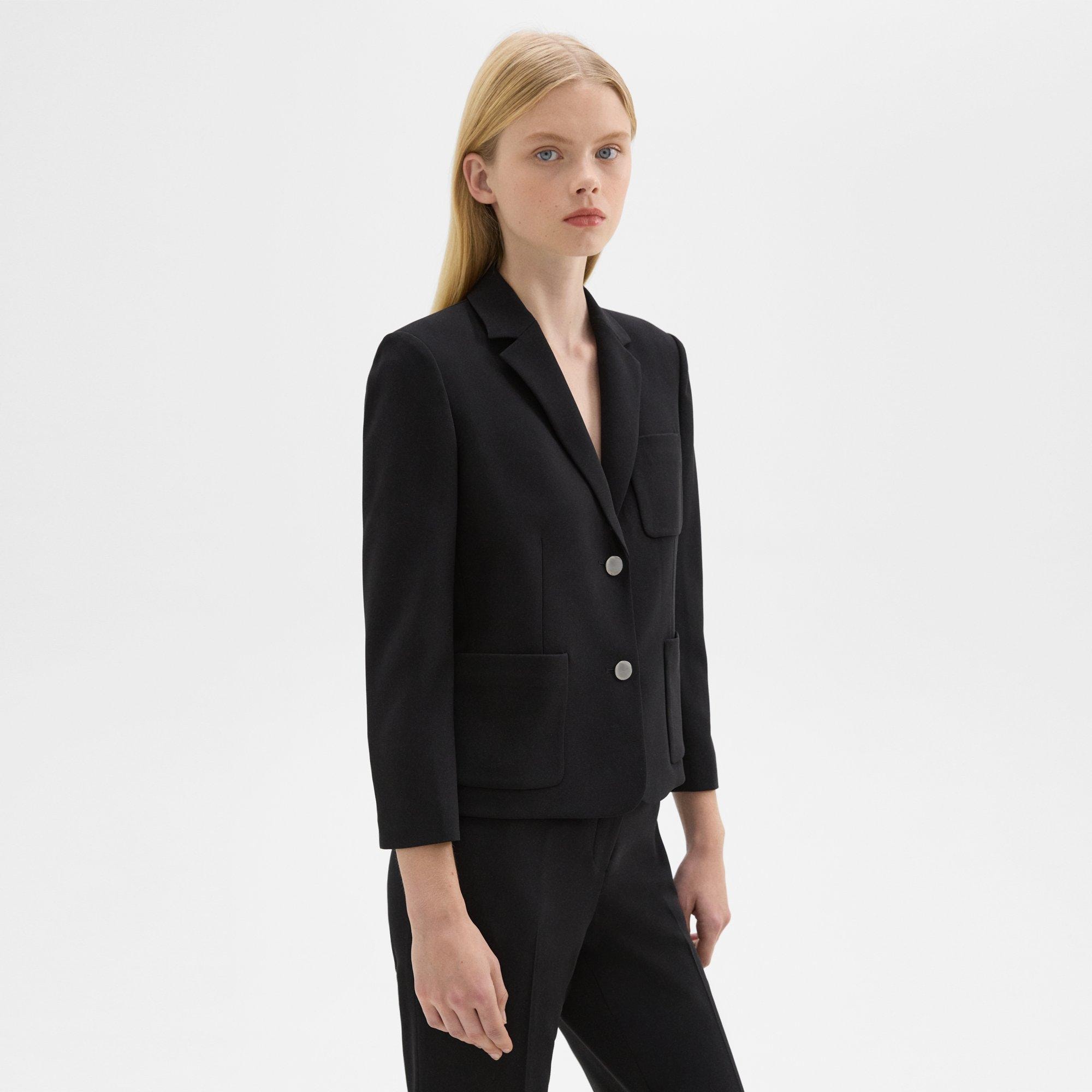 Admiral Crepe Boxy Patch Pocket Blazer | Theory