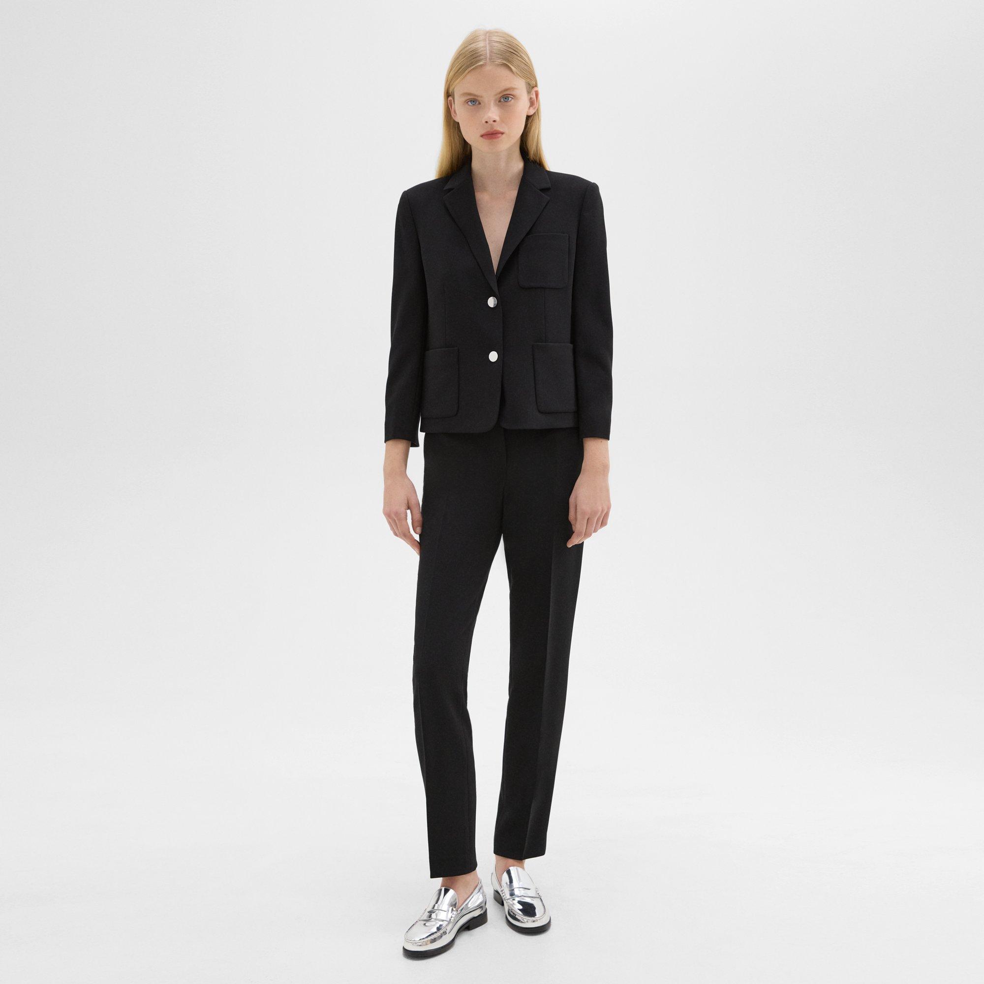 Boxy Patch Pocket Blazer in Admiral Crepe