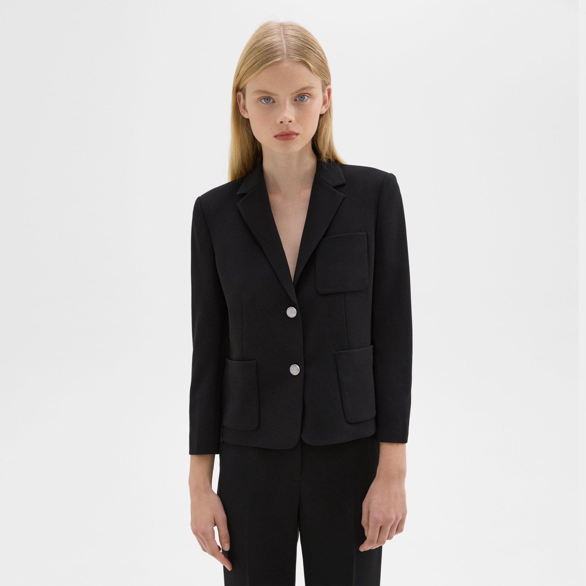 Admiral Crepe Boxy Patch Pocket Blazer