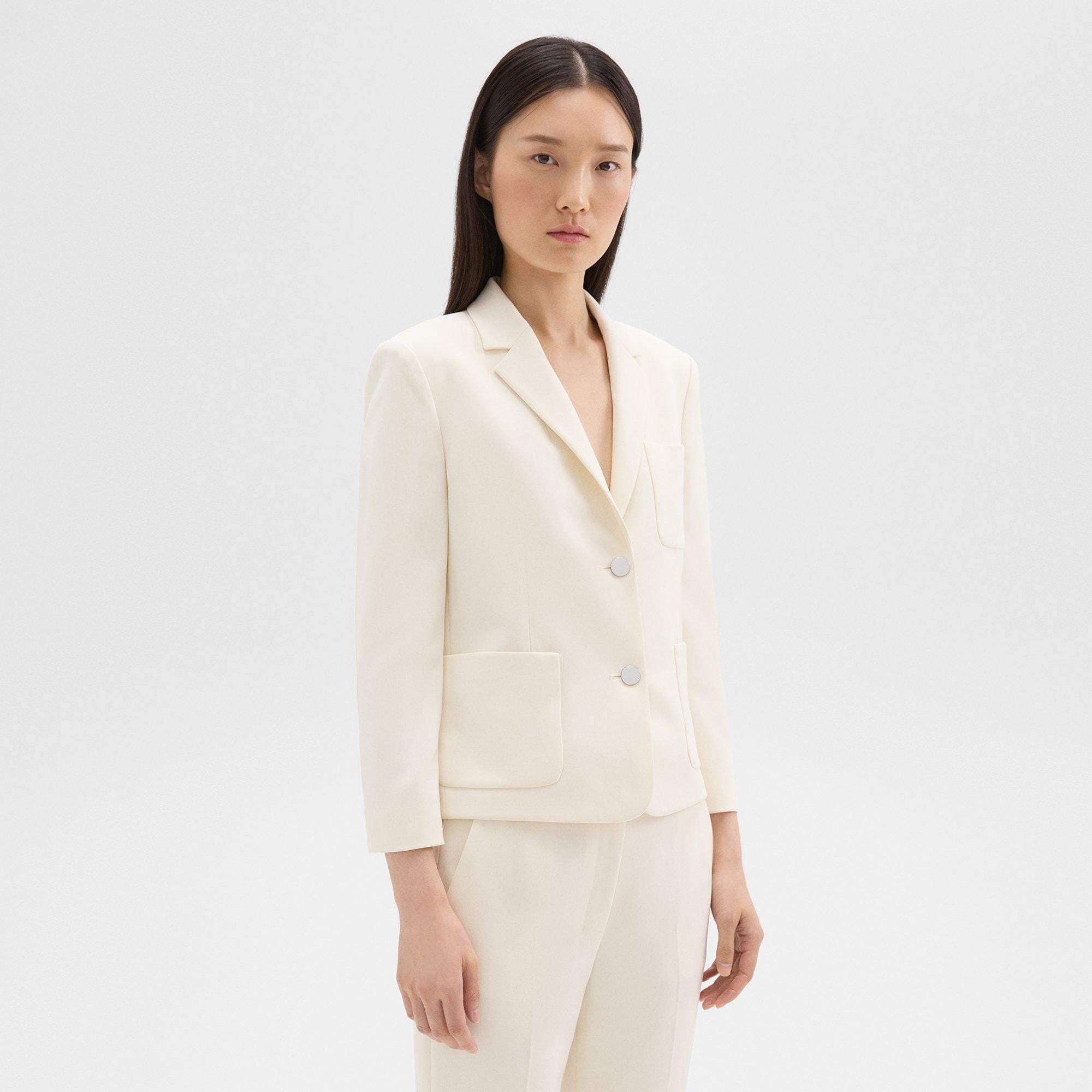 Boxy Patch Pocket Blazer in Admiral Crepe