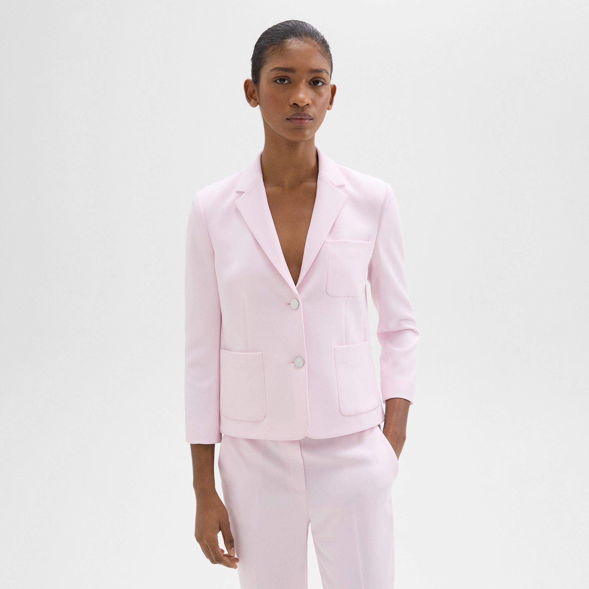 띠어리 Theory Boxy Patch Pocket Blazer in Admiral Crepe,BLOOM