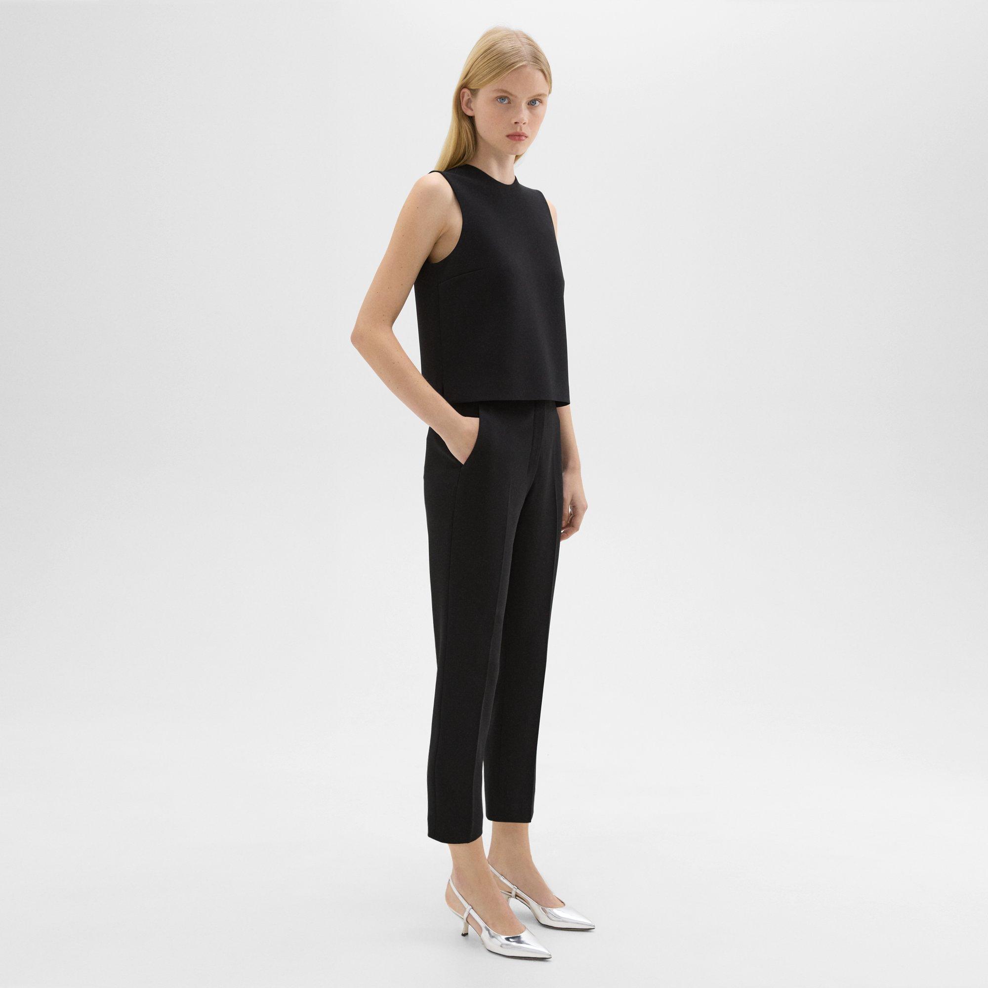 High-Waist Slim Crop Pant in Admiral Crepe