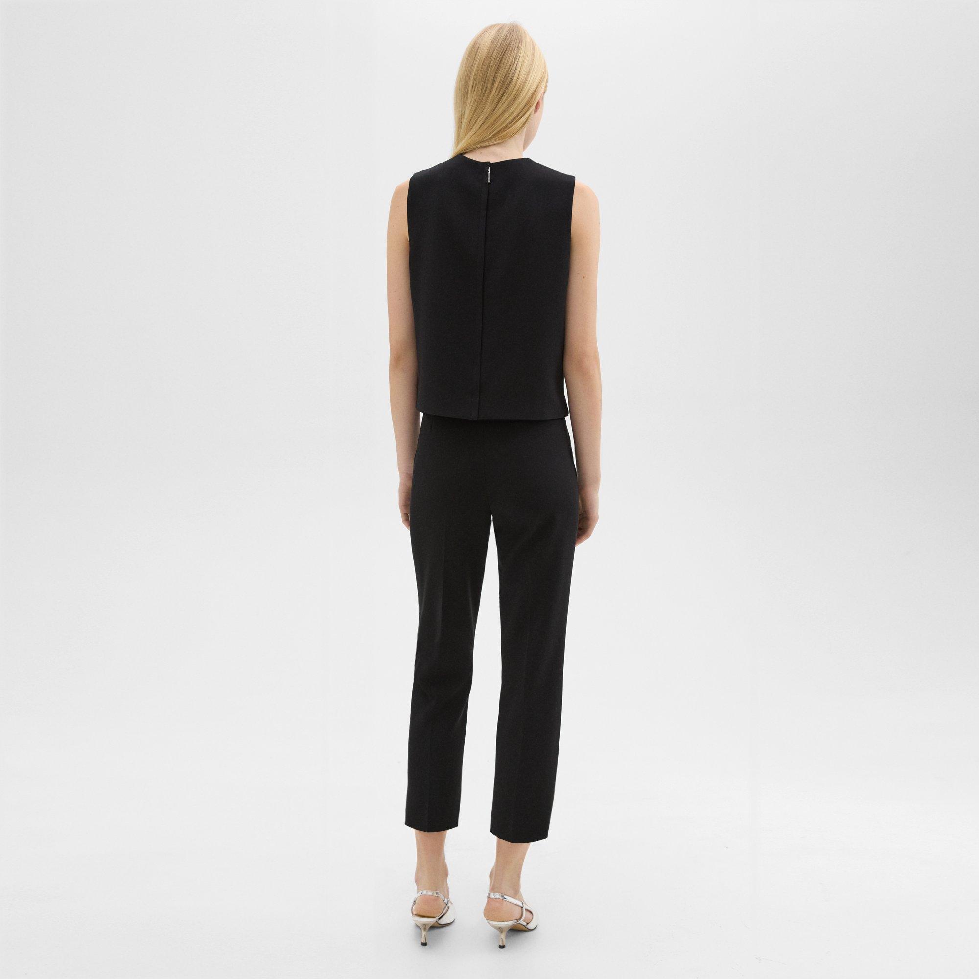 High-Waist Slim Crop Pant in Admiral Crepe