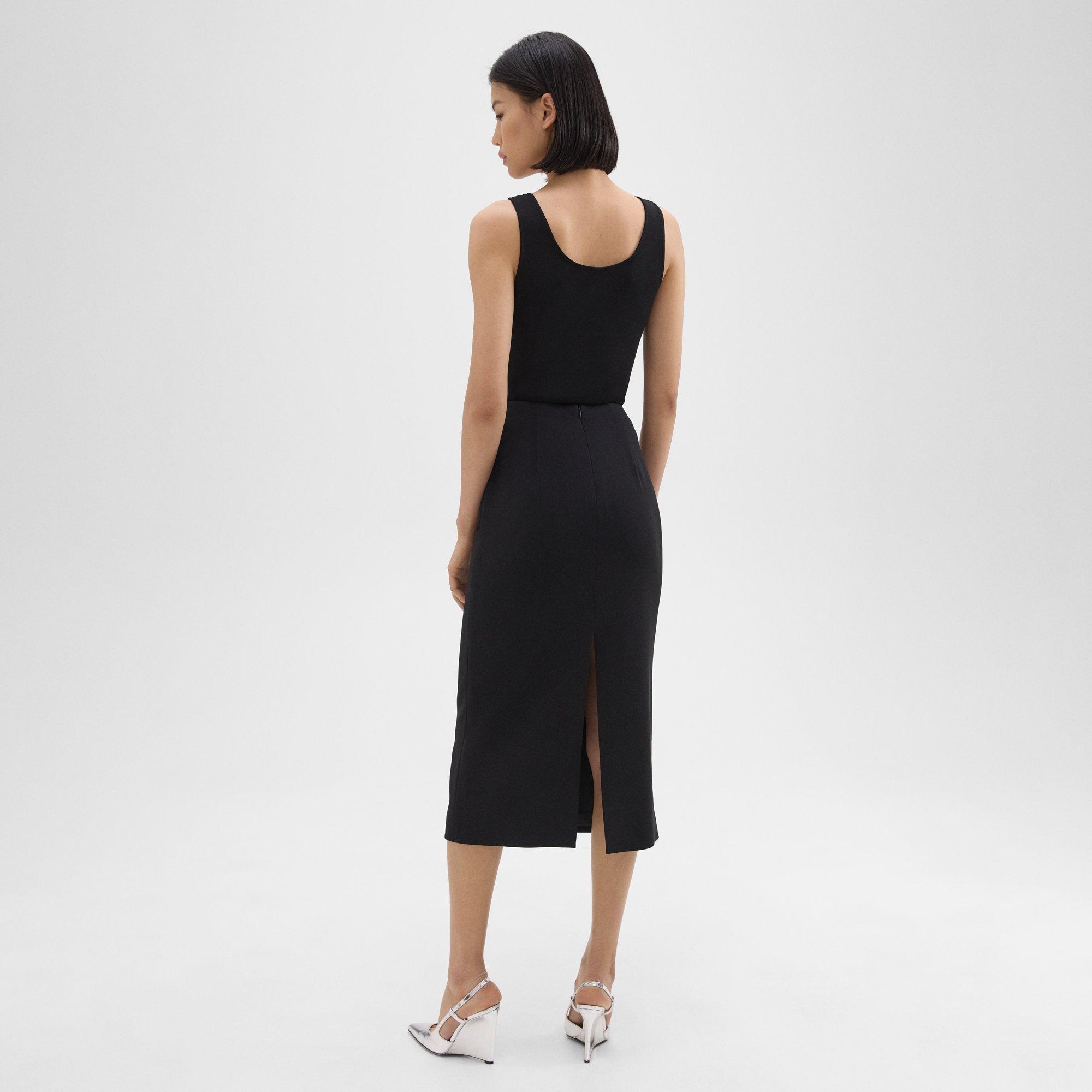 High-Waist Straight Skirt in Admiral Crepe