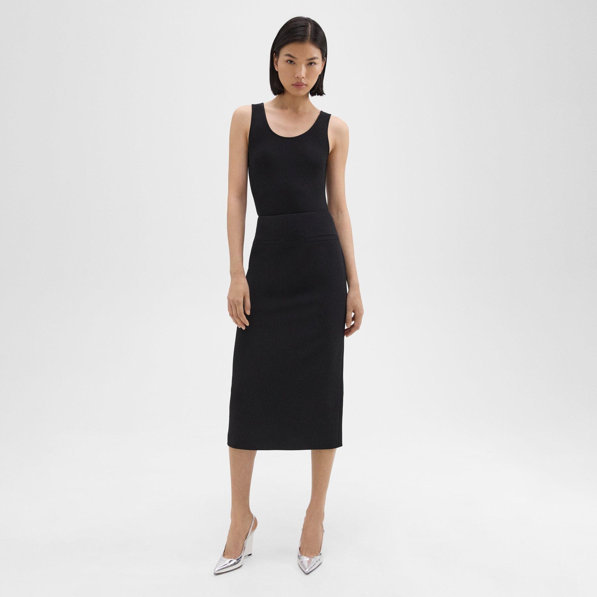 High-Waist Straight Skirt in Admiral Crepe