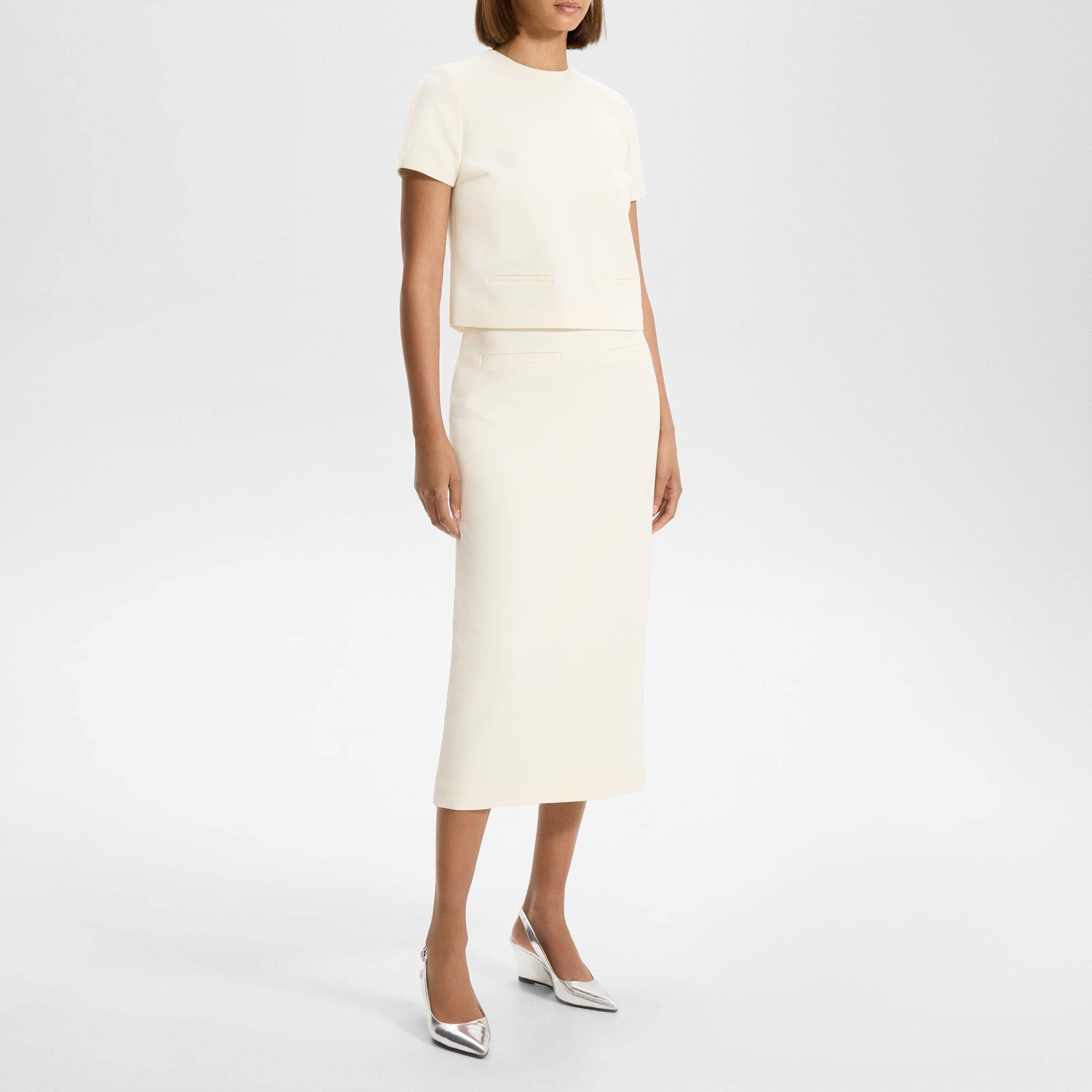 High-Waist Straight Skirt in Admiral Crepe