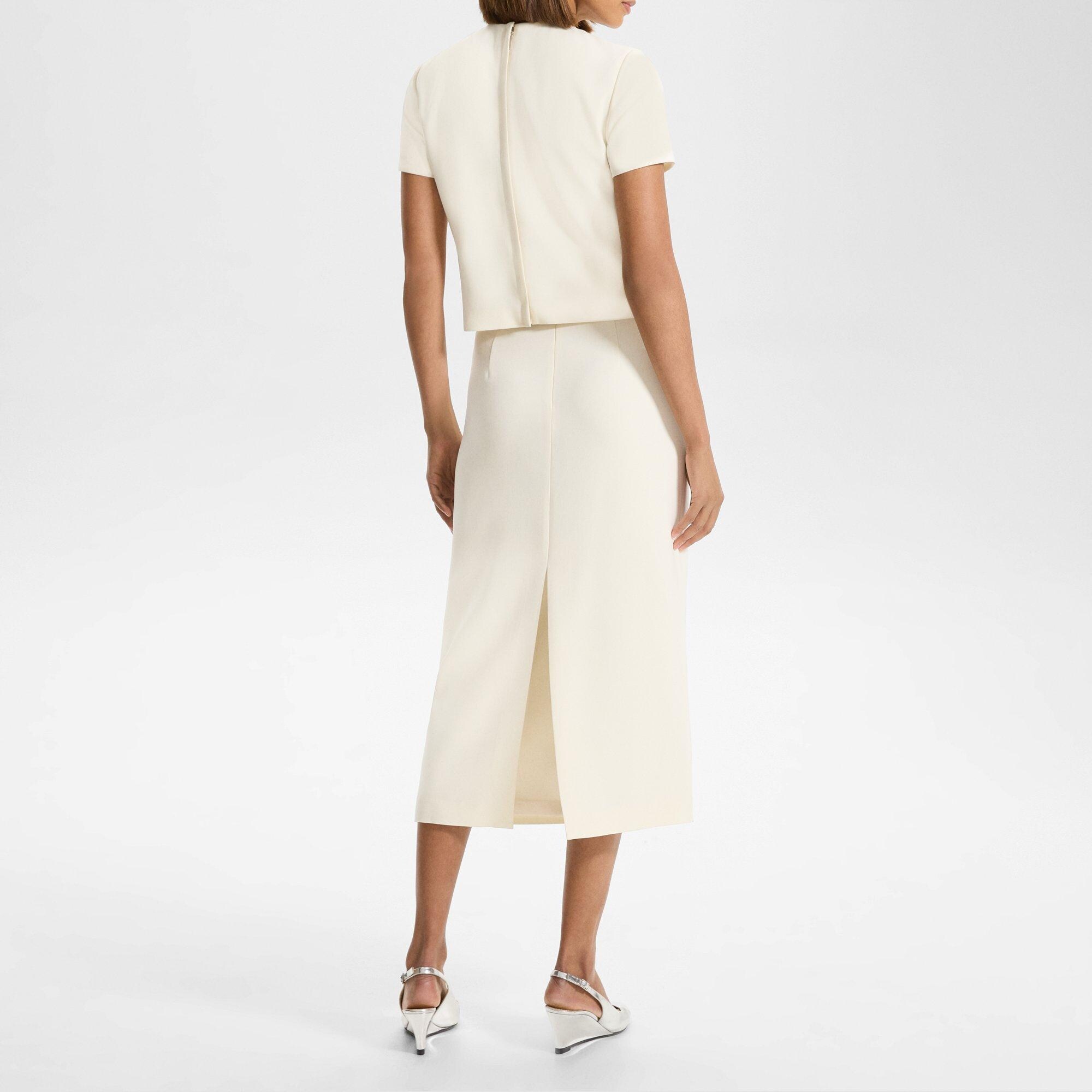 High-Waist Straight Skirt in Admiral Crepe