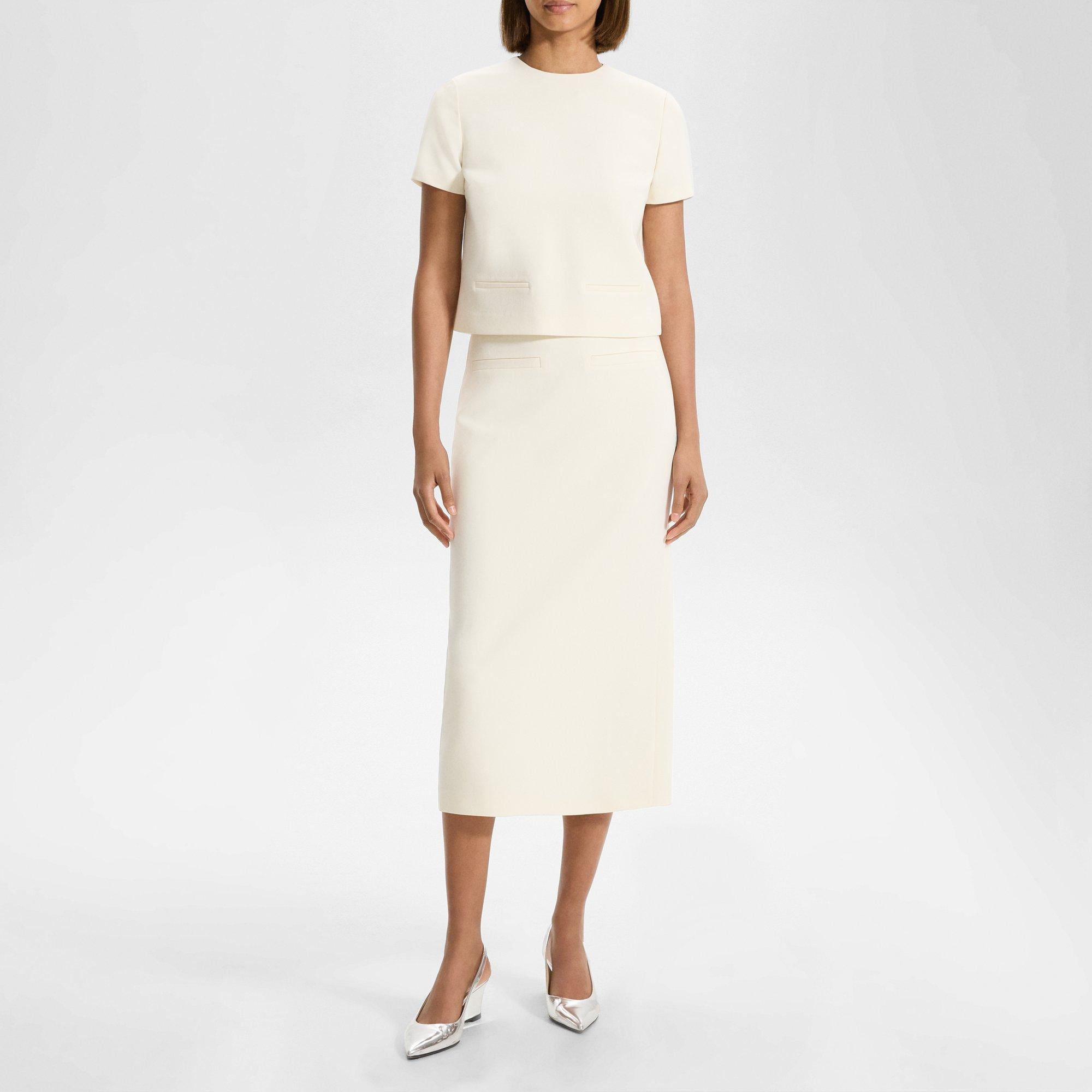 High-Waist Straight Skirt in Admiral Crepe