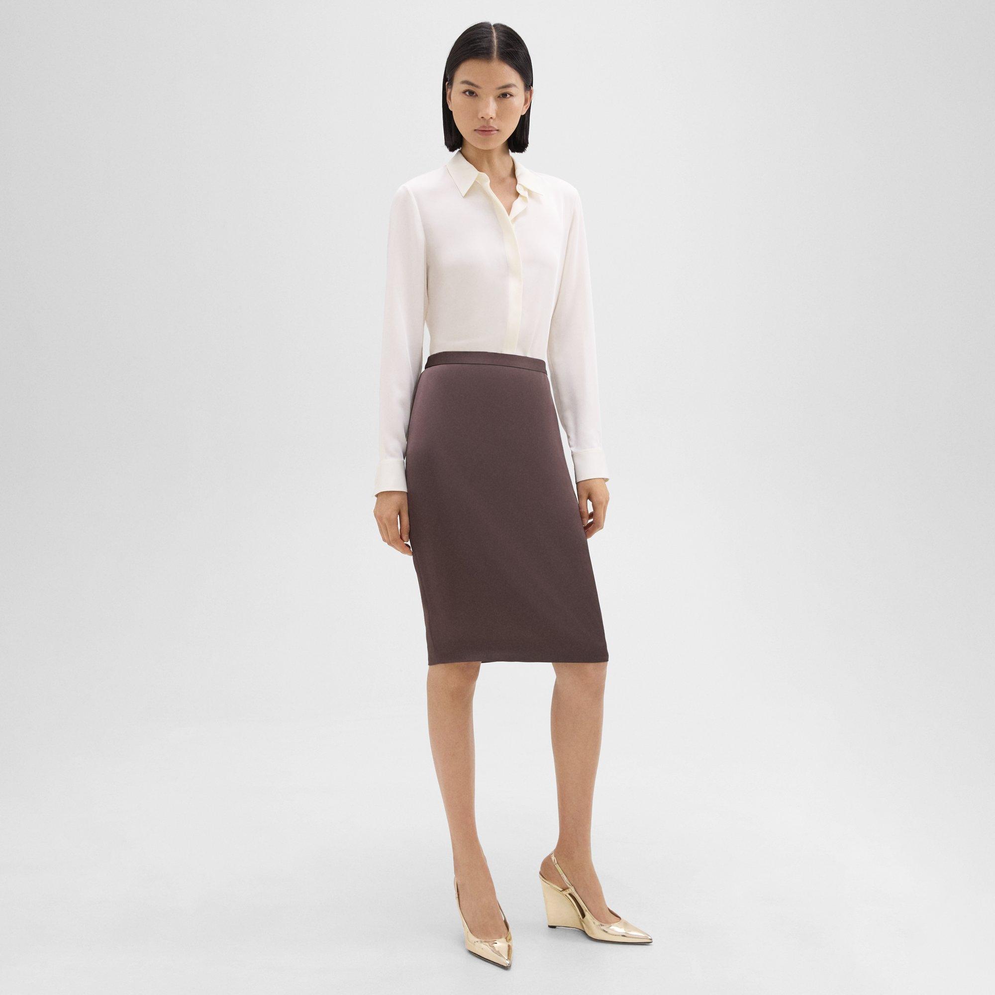 Slim Pencil Skirt in Satin