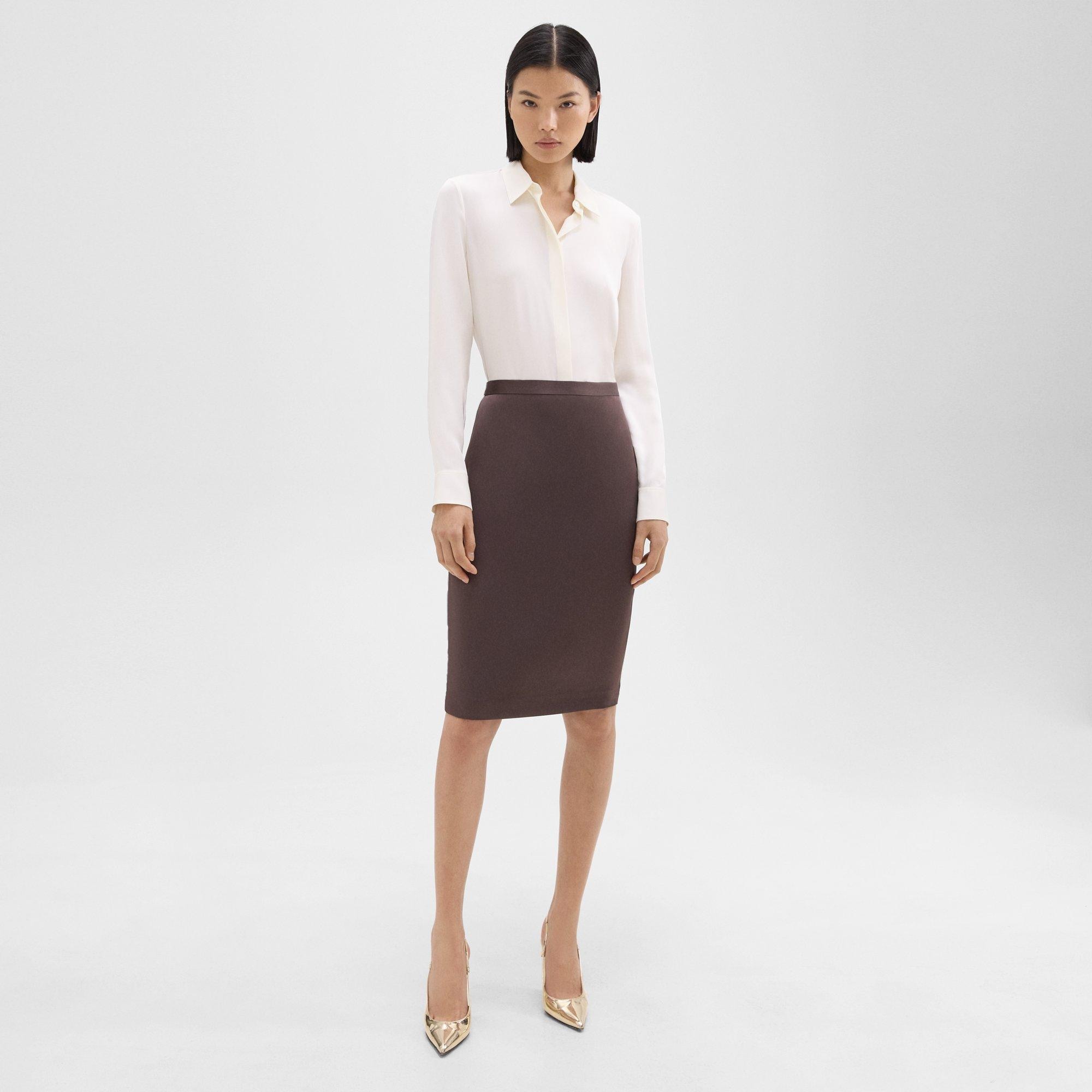 Slim Pencil Skirt in Satin