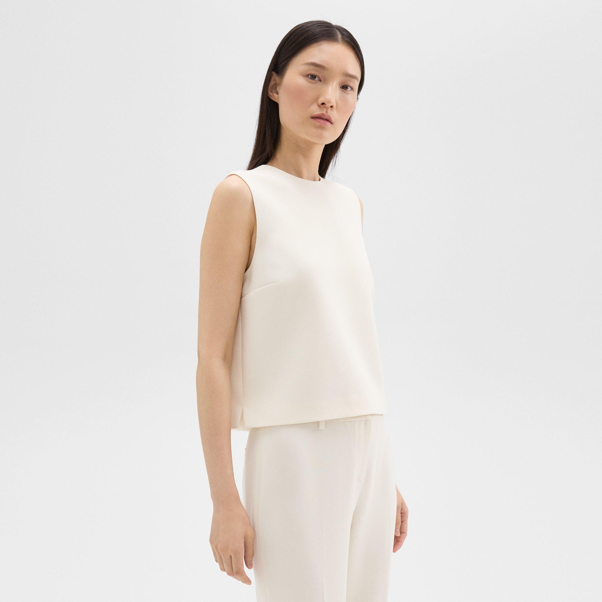 Sleeveless Crewneck Top in Admiral Crepe